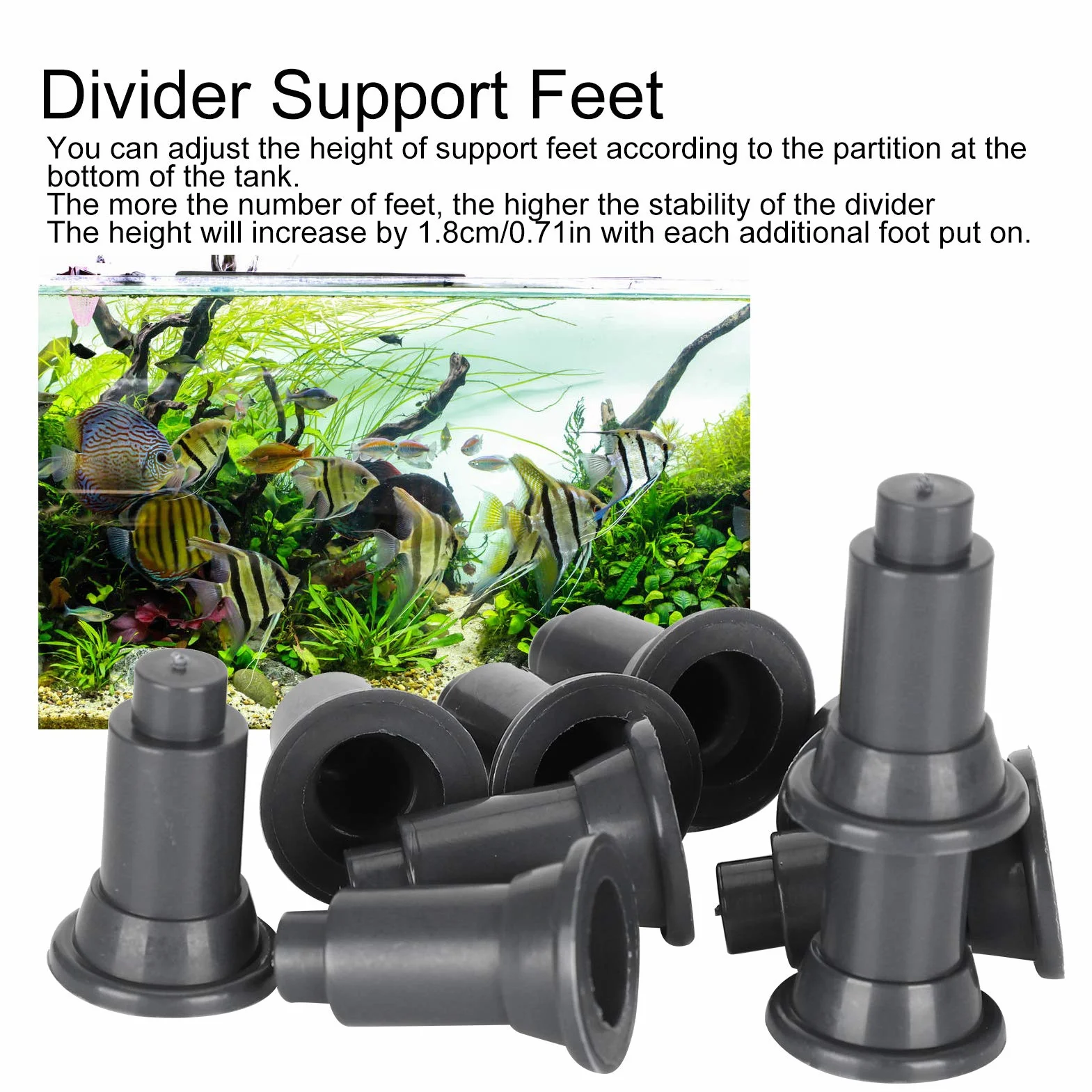 KIMISS Fish Tank Divider Support Feet 100pcs Aquarium Isolation Board Black