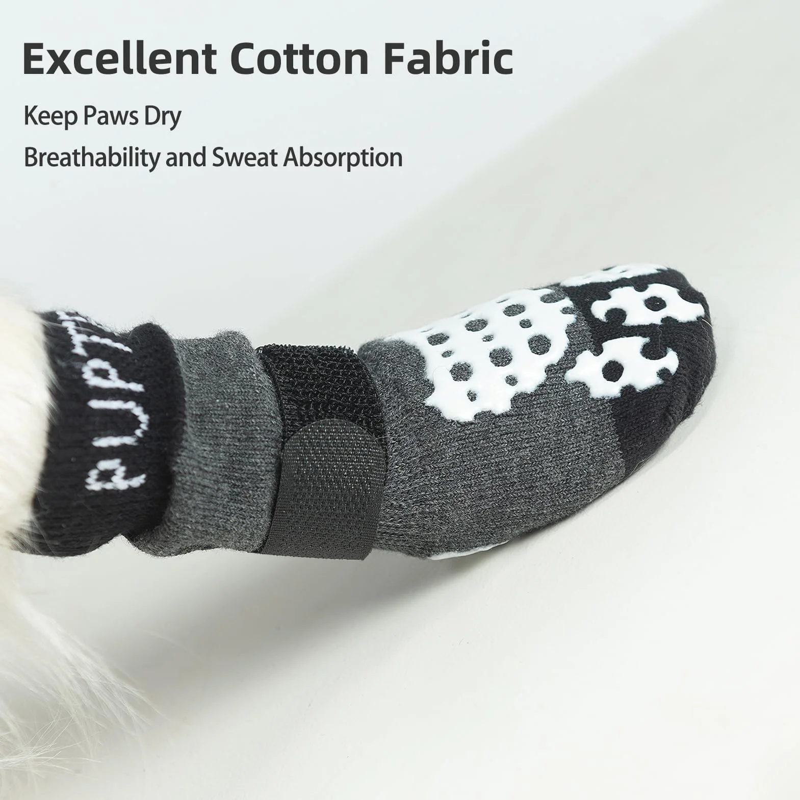 PUPTECK Chaussettes antidérapantes pour Chien Double Face Chausson Chiens Petite Moyenne Grande Taille planchers Bois Dur empêchant Léchage