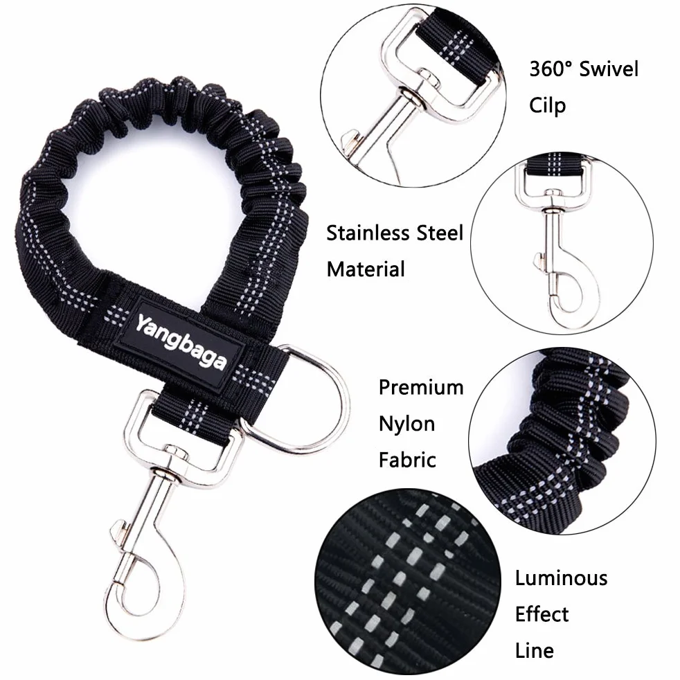 Laisse Antichoc pour Chien Yangbaga Extensible Élastique Nylon pour Petit à Moyen (Noir)