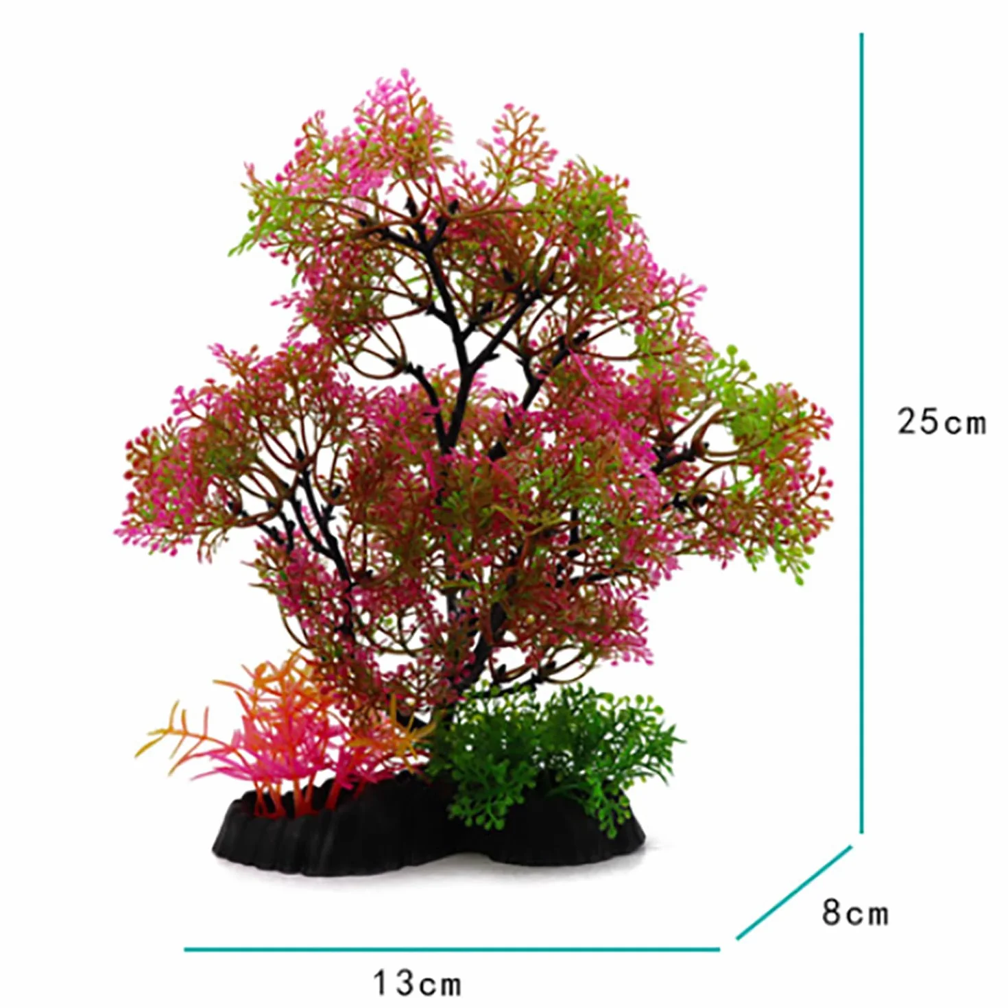 Plante Aquarium Artificielle 25 cm, Décoration Simulation avec Base Epaissie pour Poisson