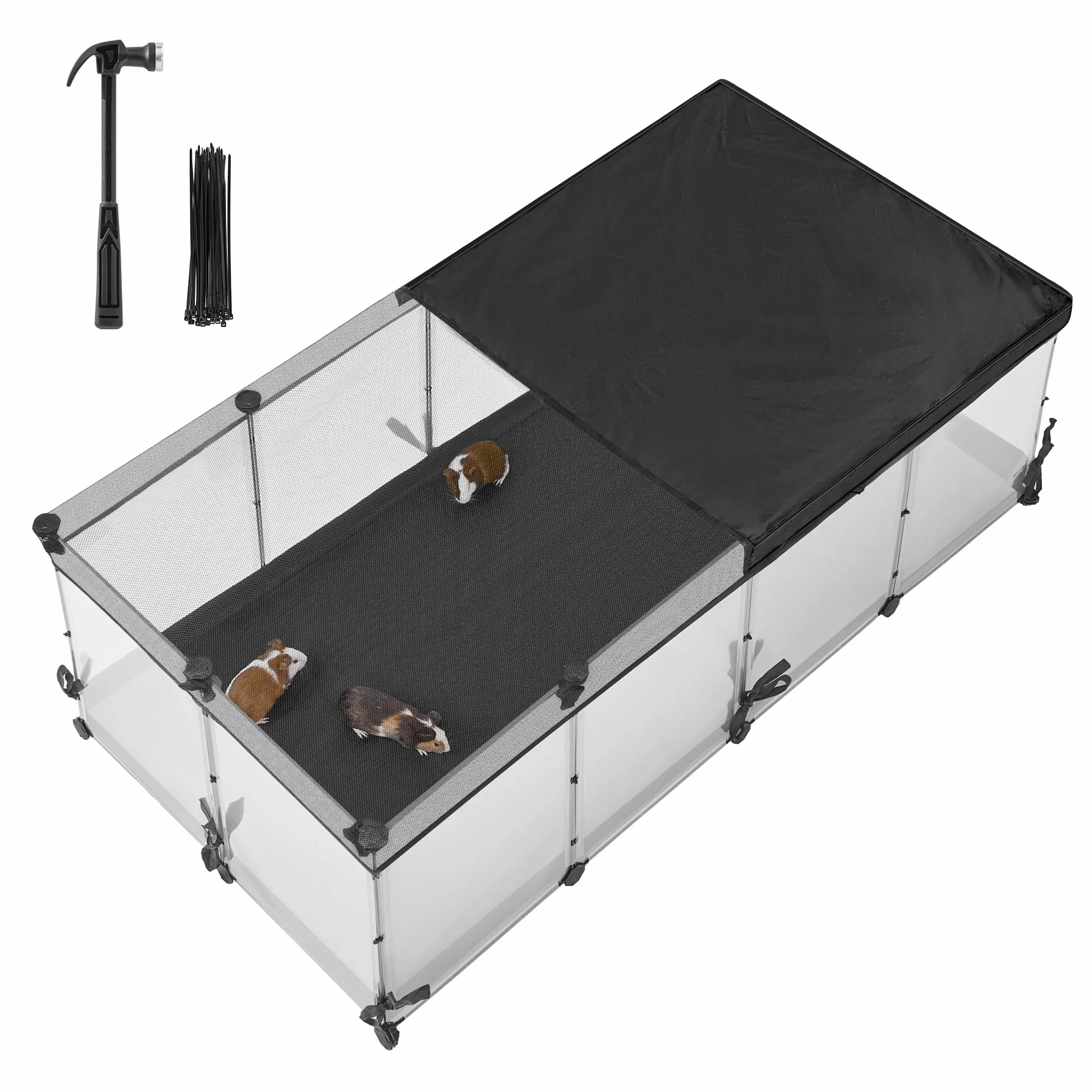 SONGMICS Enclos pour Petits Animaux 144x74x47 cm Blanc Nuage LPC015W01
