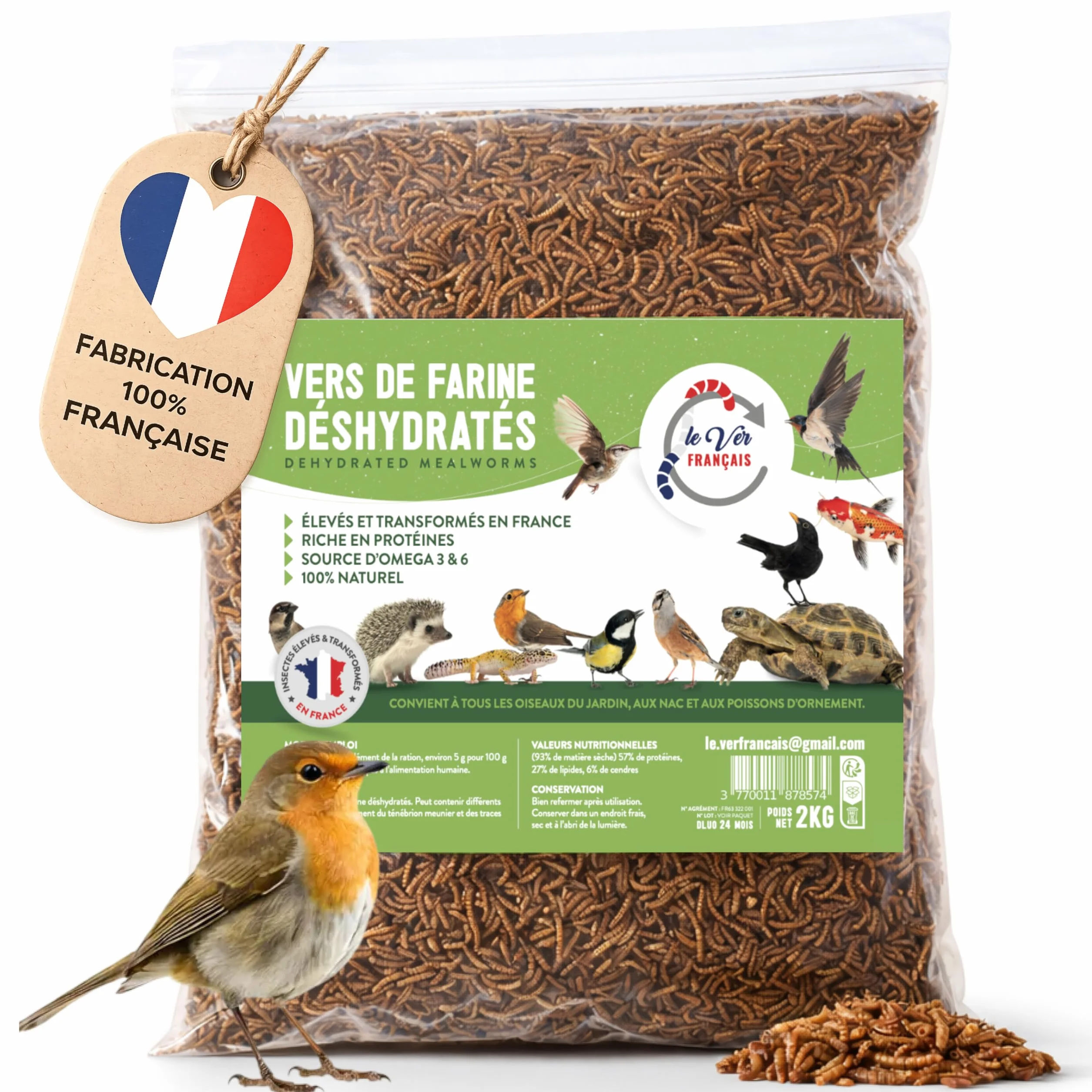 Vers de Farine 2kg Nourriture pour Poules Riche en Protéines 55% 100% Naturelle France