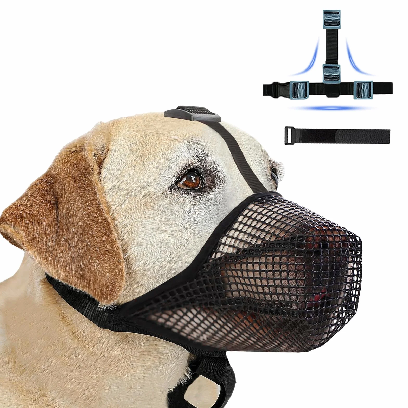 Muselière pour Chien, Masque Respirant pour Animaux Ajustable avec Sangles Touch Fastener, Museliere Chiens de Grande Taille Muselière en Maille Douce pour Les Petits Chiens Taille Moyenne