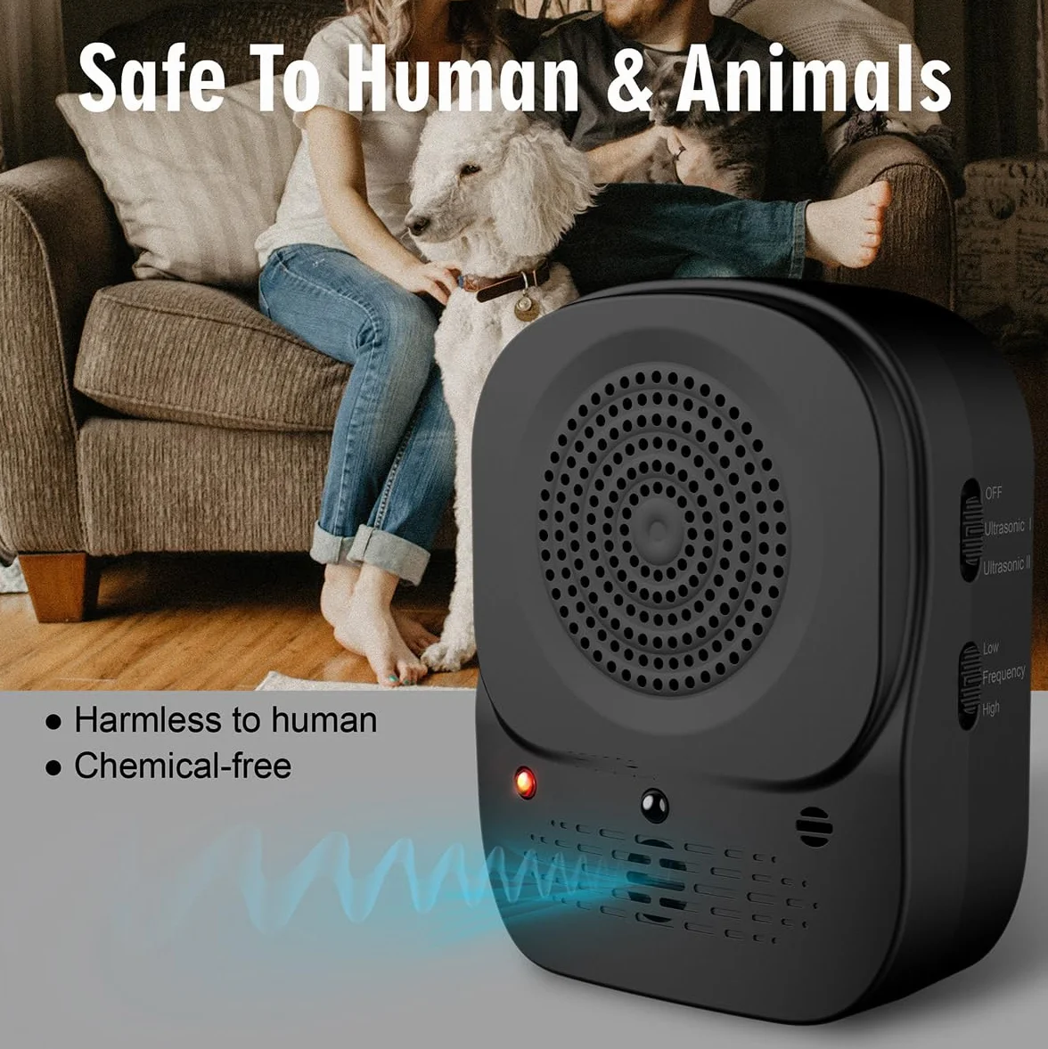 Anti Aboiement Chien Ultrason Automatique, 3 Modes Boitier Ultrason Étanche pour Petits Grands Chiens Extérieur Intérieur