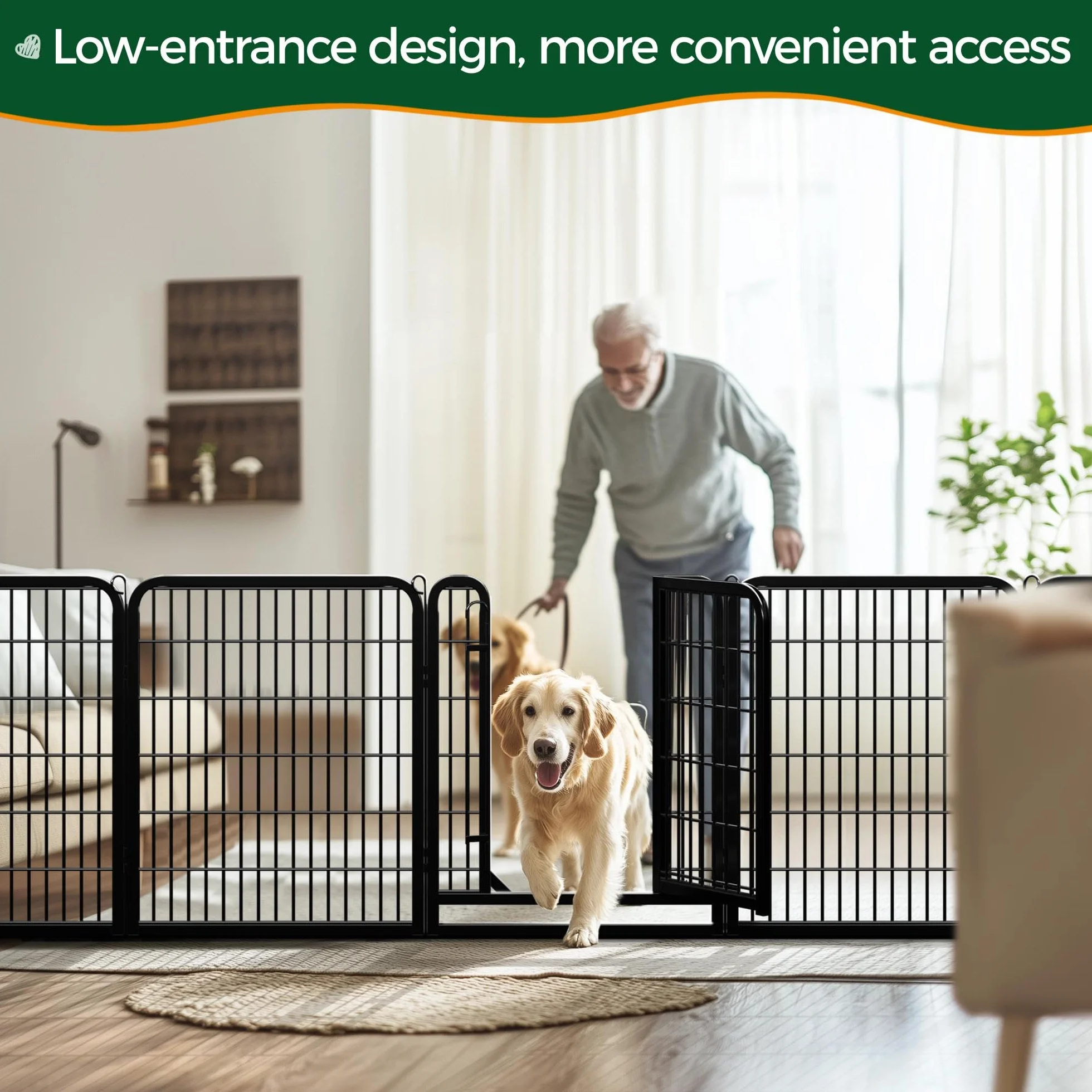 Abician Parc pour Chien en Métal 16 Panneaux 80 cm Enclos Intérieur Extérieur