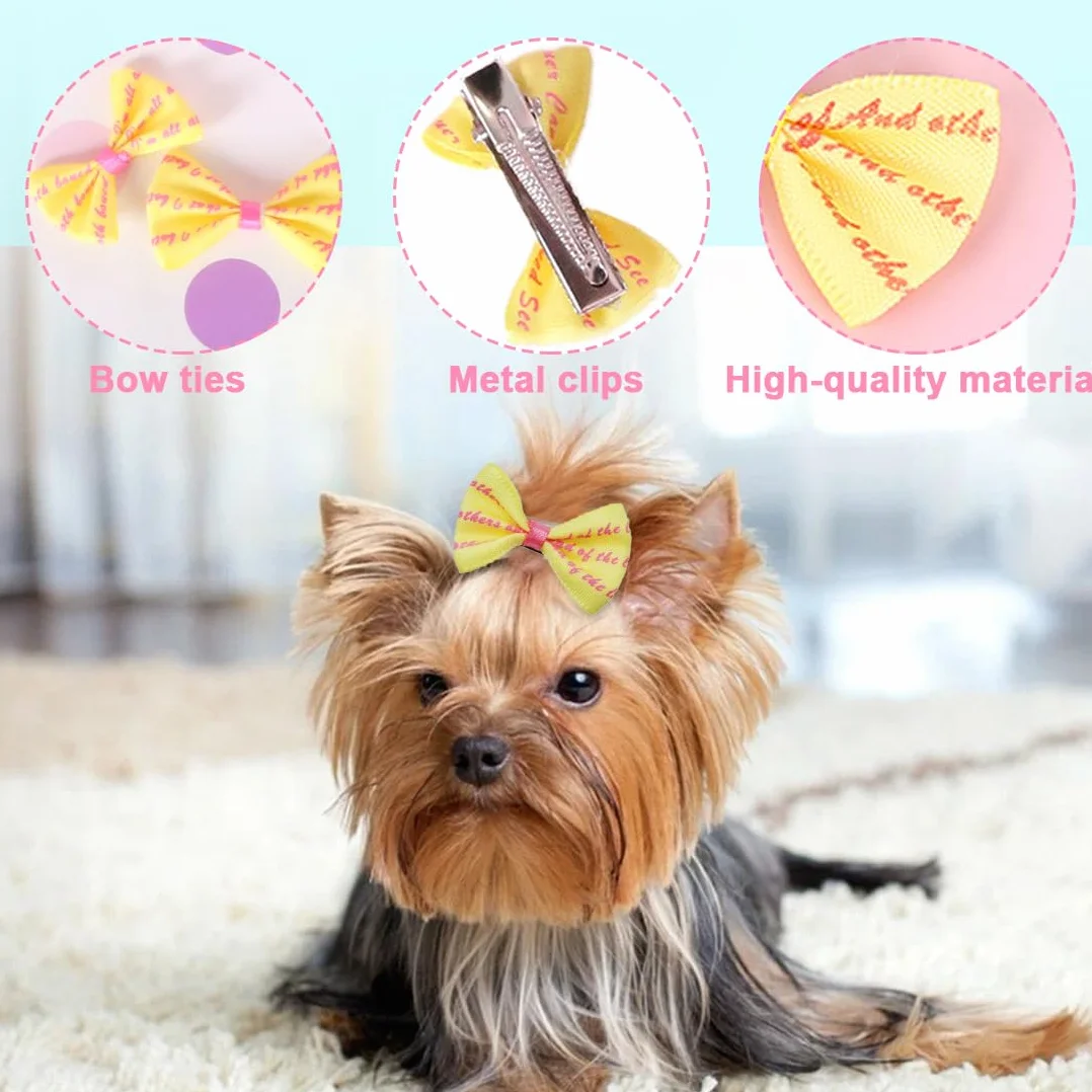Set de 10 Noeuds à Cheveux pour Chien avec Clips, Barrettes et Accessoires de Toilettage