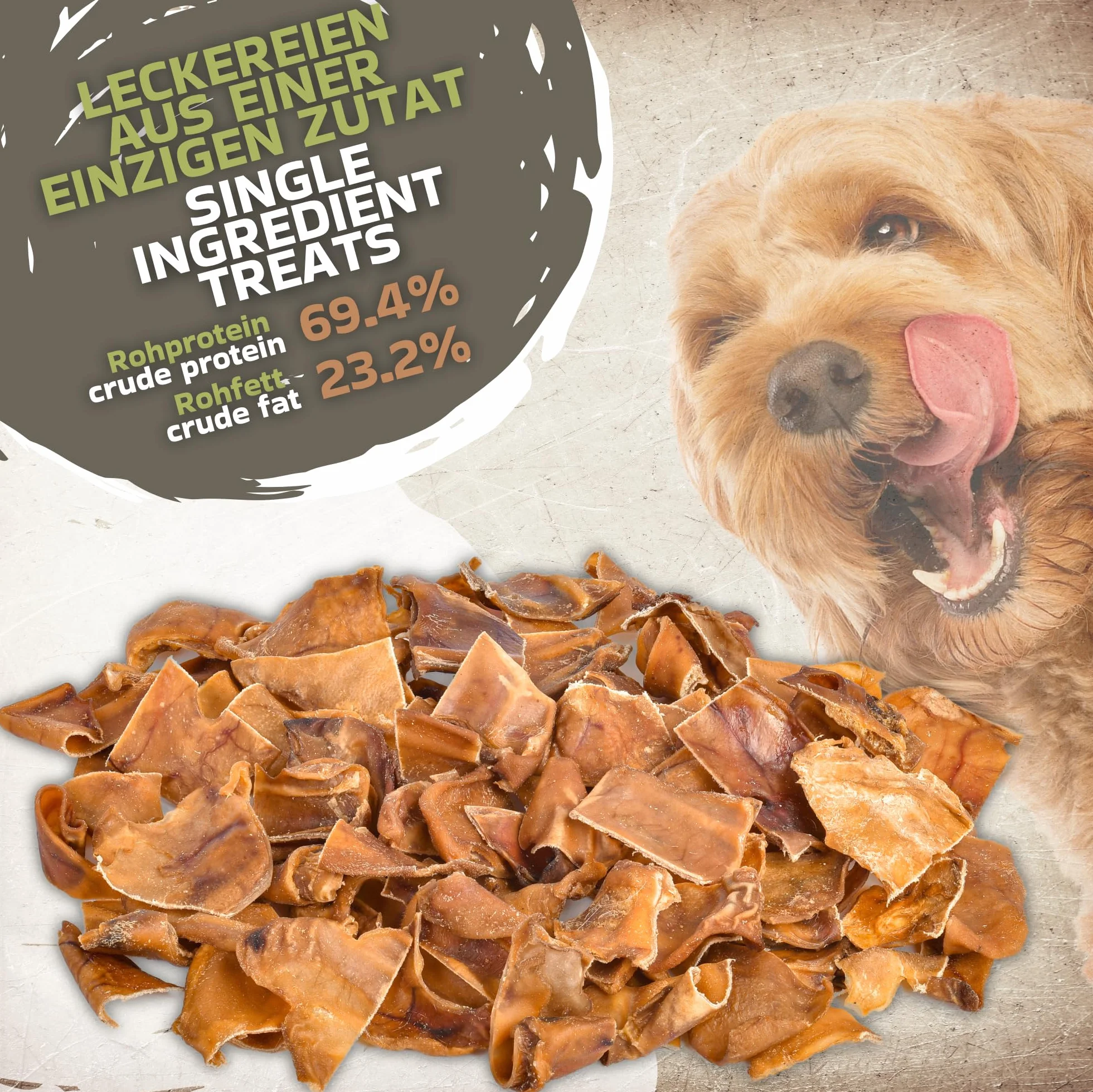 Oreilles de porc coupées pour chiens 1 kg (43-48 pièces) séchées 100% naturel sans céréales