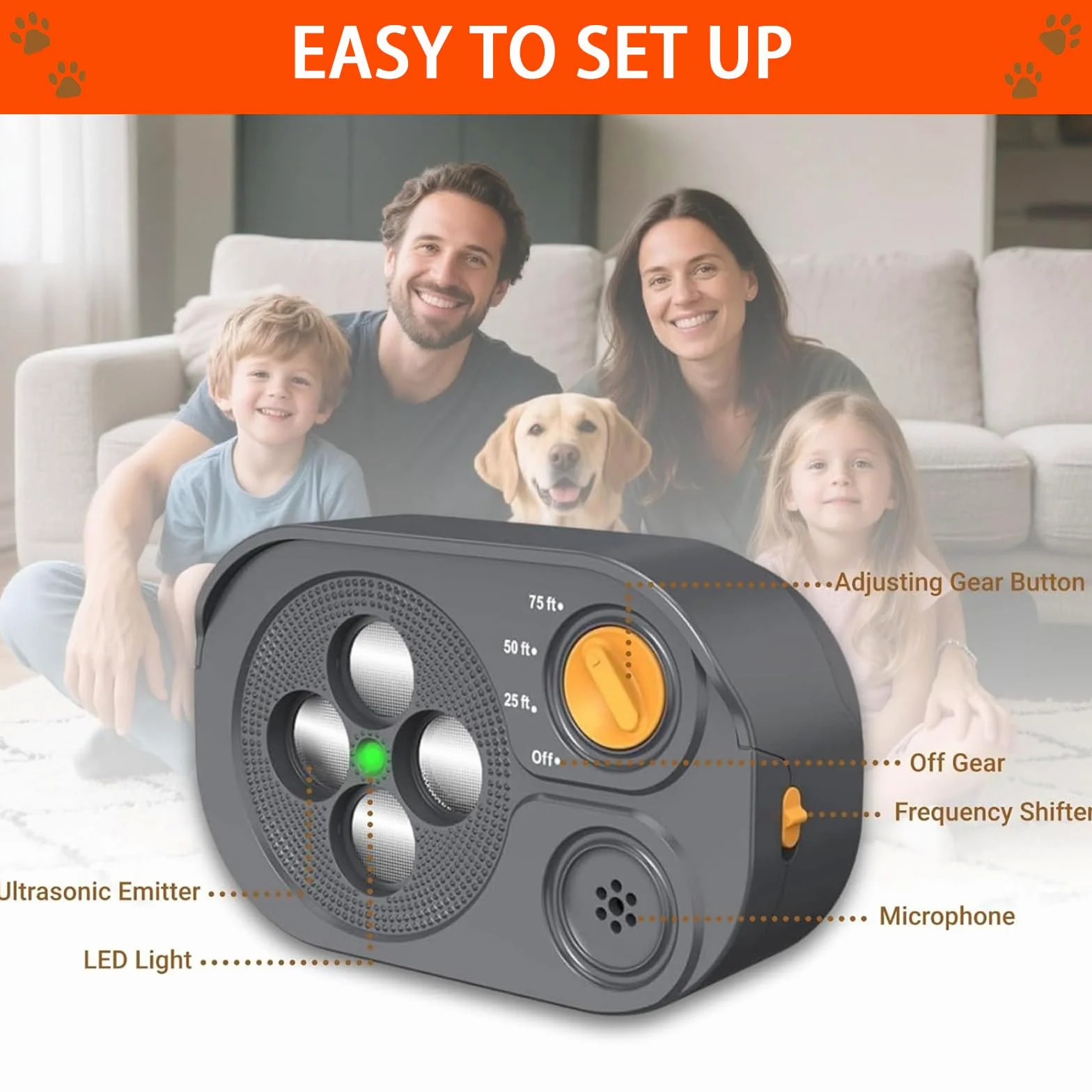 Anti-Aboiement pour Chien Automatique, Boitier Ultrason Anti Aboiement Chien 3 Portées, Boitier Chien de 75 Pieds, Sifflet Ultrasonique pour Chiens Intérieurs Extérieurs, IP65 Etanche, Noir