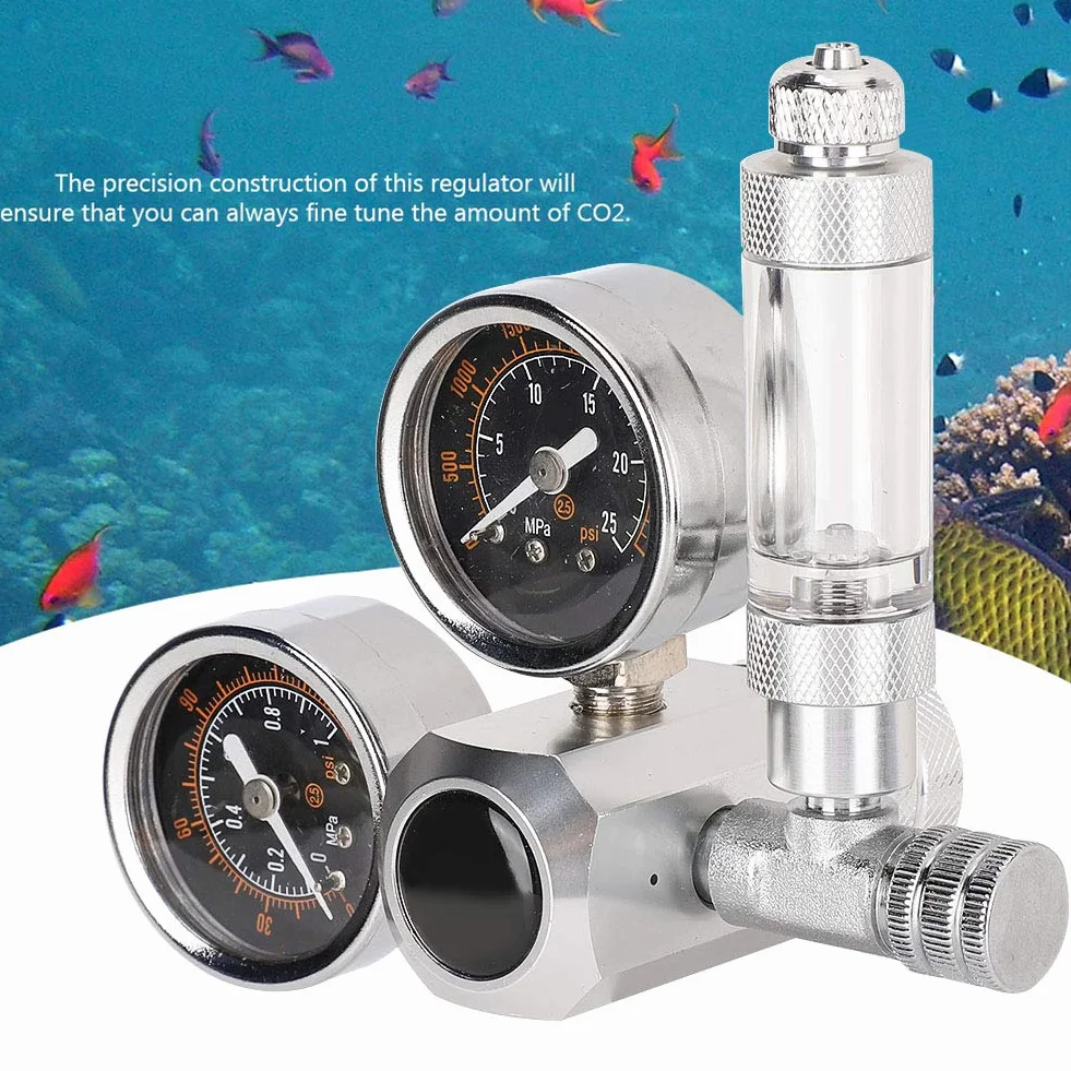 Distributeur de CO2 pour Aquarium avec Régulateur Pression Réglable Double Affichage, Compteur de Bulles et Clapet Interface w21.8