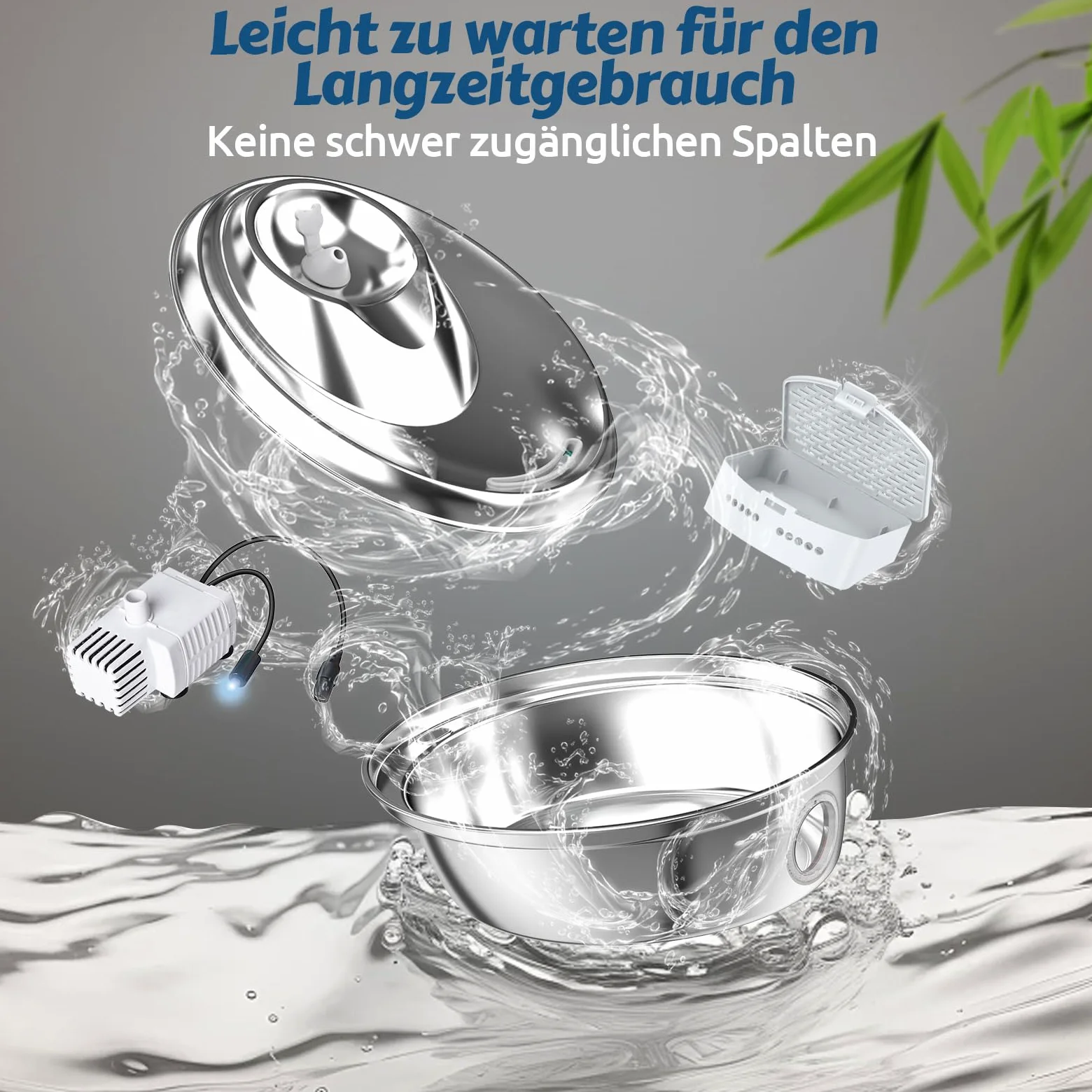 GoldenSun Fontaine à eau automatique pour chat - En acier inoxydable - 2 l - 12 filtres à charbon actif - Convient pour toutes les tailles de race (D36)
