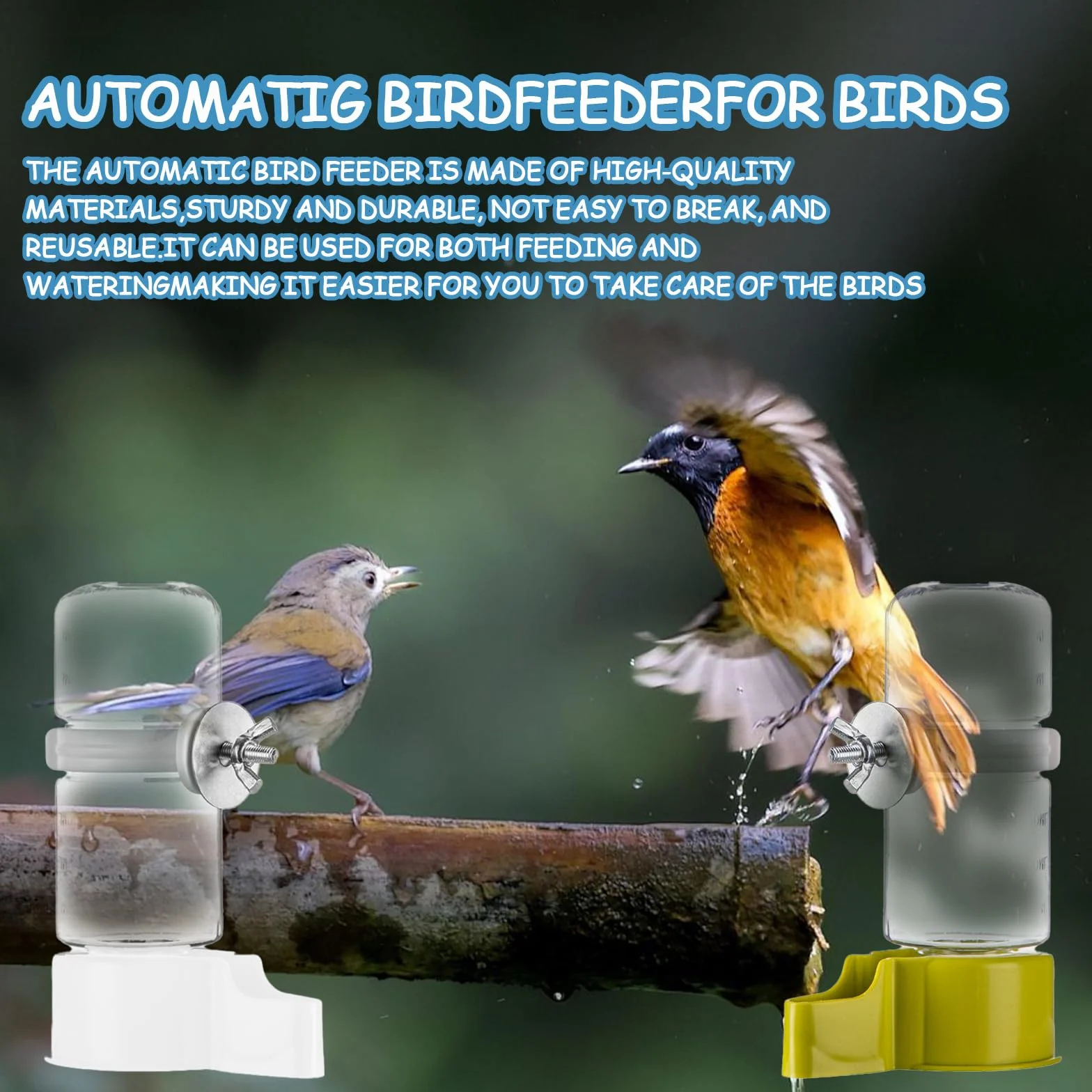 Lot de 3 abreuvoirs pour oiseaux - Distributeur d'eau automatique pour cage - 140 ml
