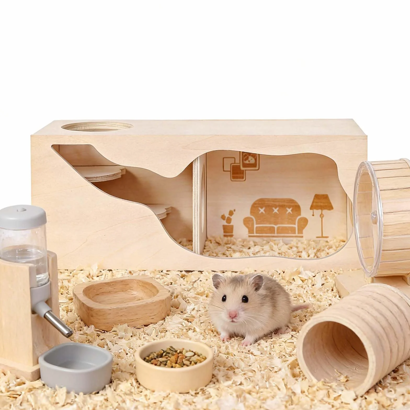 Maison à Hamster en Bois, Maison Cochon d'Inde Bois, Maison en Bois pour Hamster, Maison de Hamster pour Gerbilles, Maison Hamster, Convient aux Hamsters Nains, aux gerbilles et aux Souris.