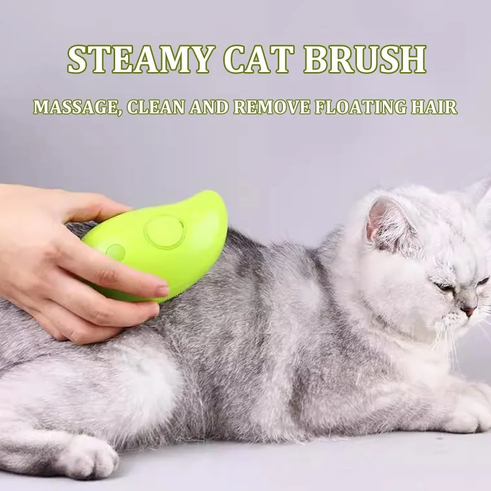 Cat Brush 3 In1 Self Cleaning Steam Cat Brush for Massage Tangled Hair Yellow