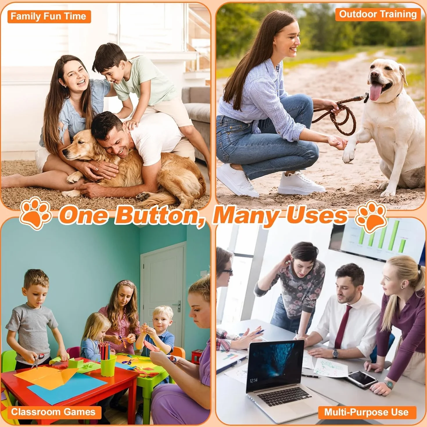 Buzzer Enregistrable 6pièces, Bouton de Communication pour Chien avec Enregistrement de 30 Secondes Buzzer Sonore, Bouton Communication pour Animaux