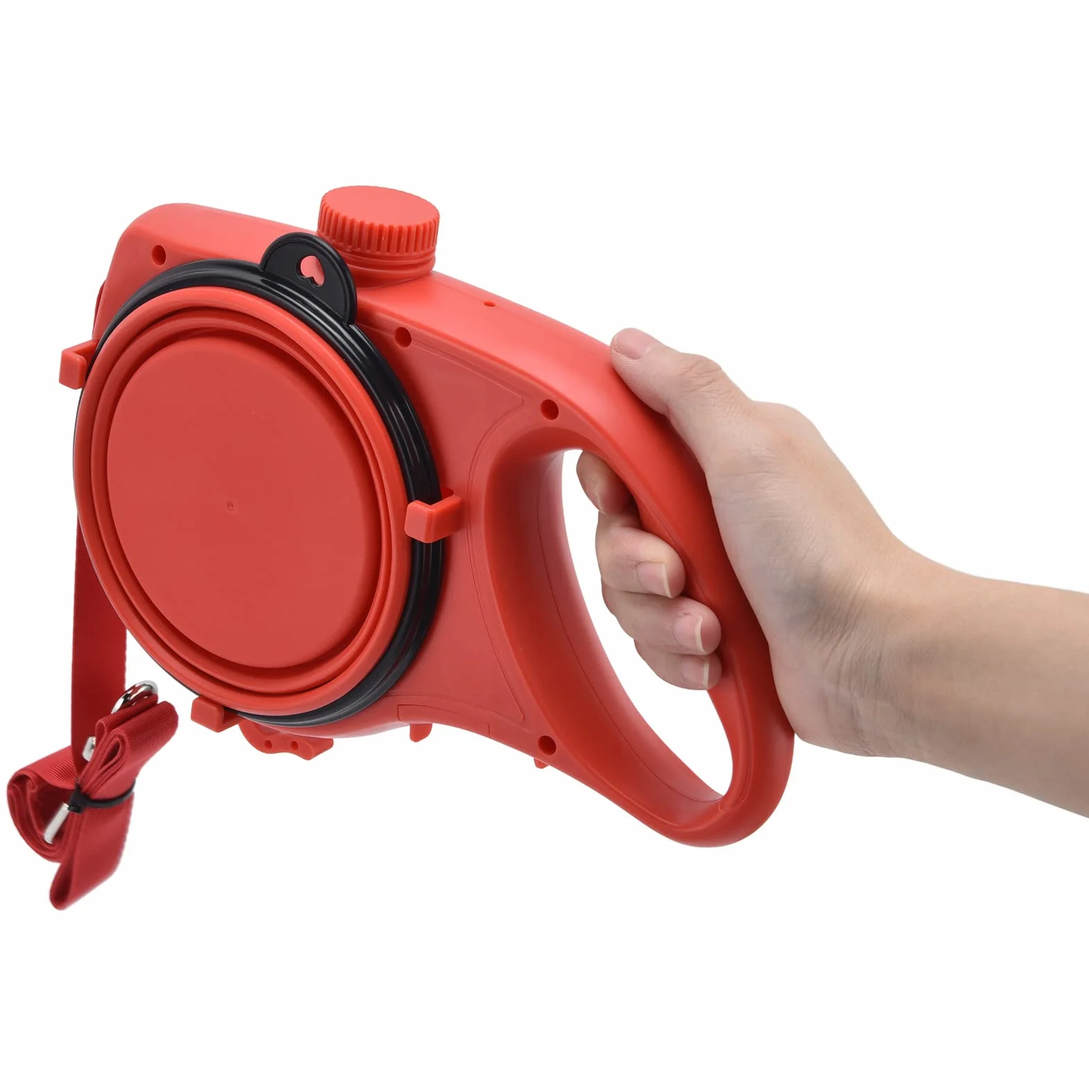 Laisse pour Petit Chien avec Bol d'eau Pliable, Multifonction Portable Rouge 9,1 x 6,7 x 2,0 Pouces
