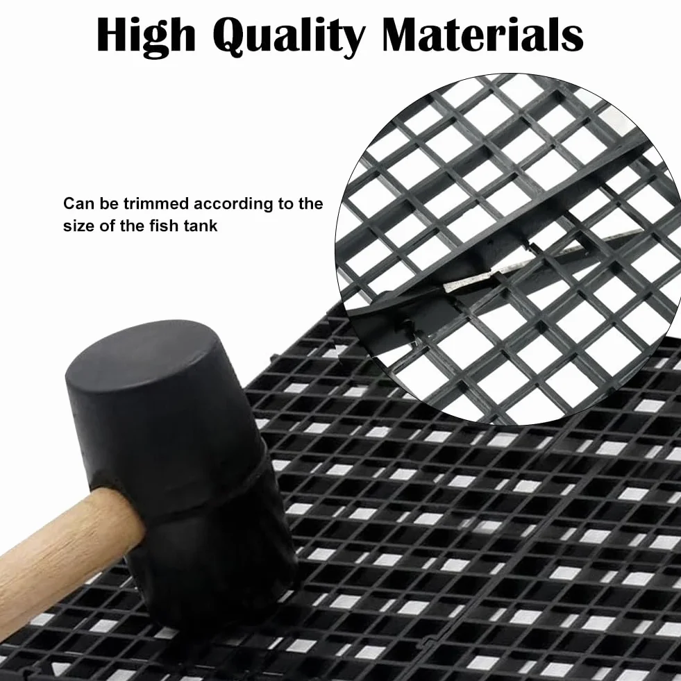 Lot de 8 grilles en plastique pour aquarium 30x30 cm avec supports et serre-câbles, protection et séparateur noir