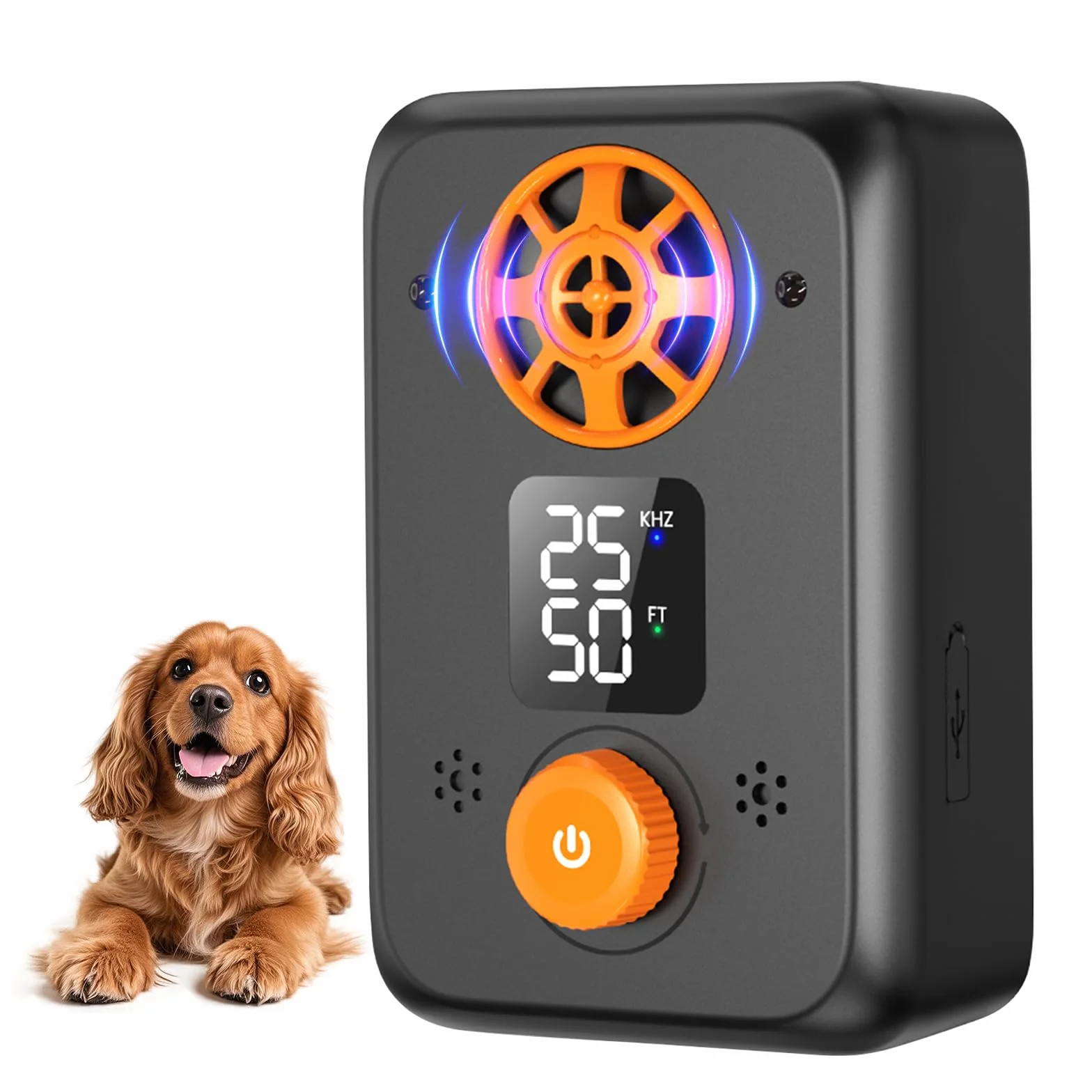 Appareil Anti-Aboiement Ultrasonique Chien 5 Fréquences Ajustables 3 Portées Intérieur/Extérieur