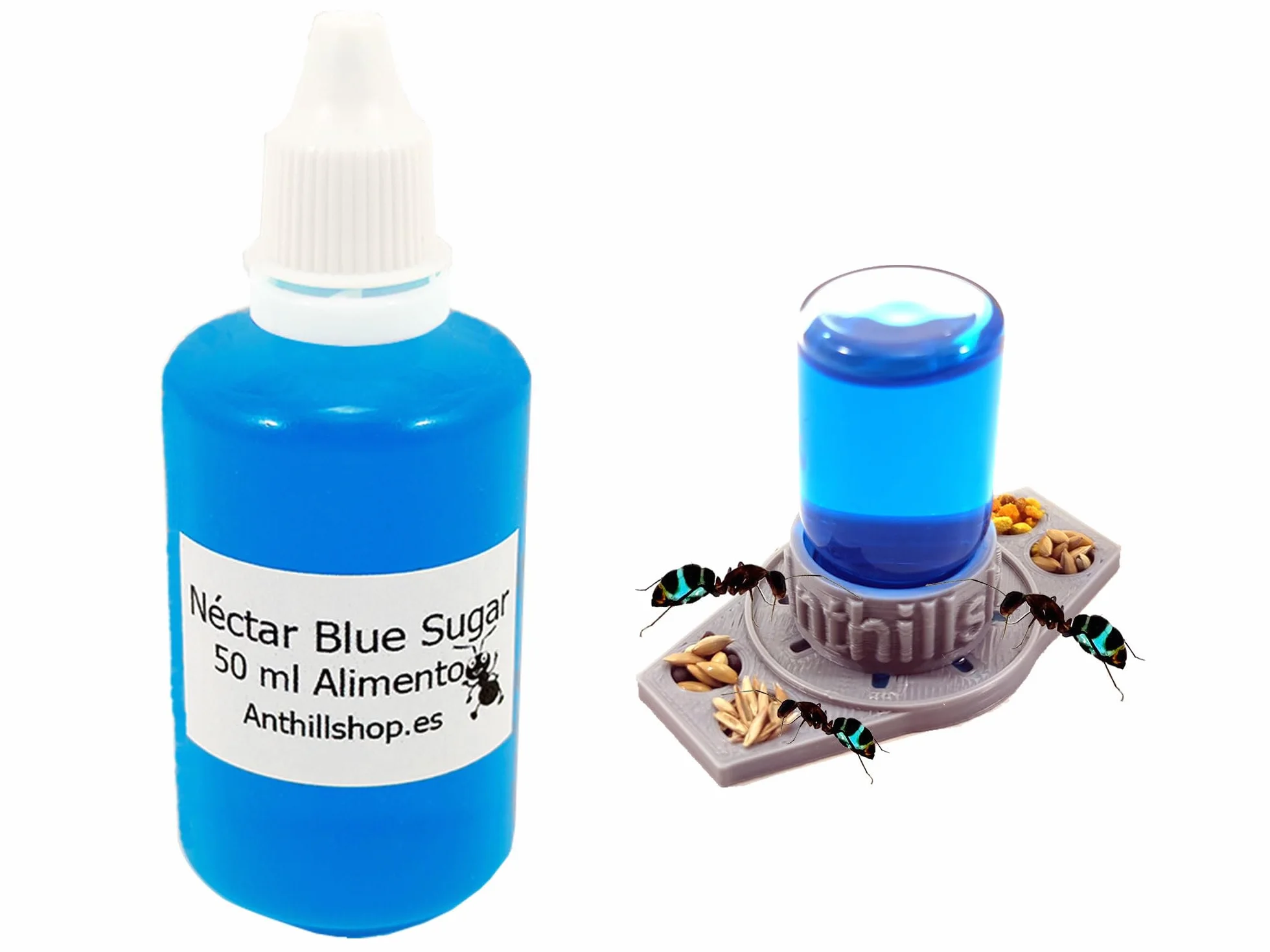 Nourriture pour fourmis Nectar Blue Sugar 50 ml + Abreuvoir 3D - AnthillShop