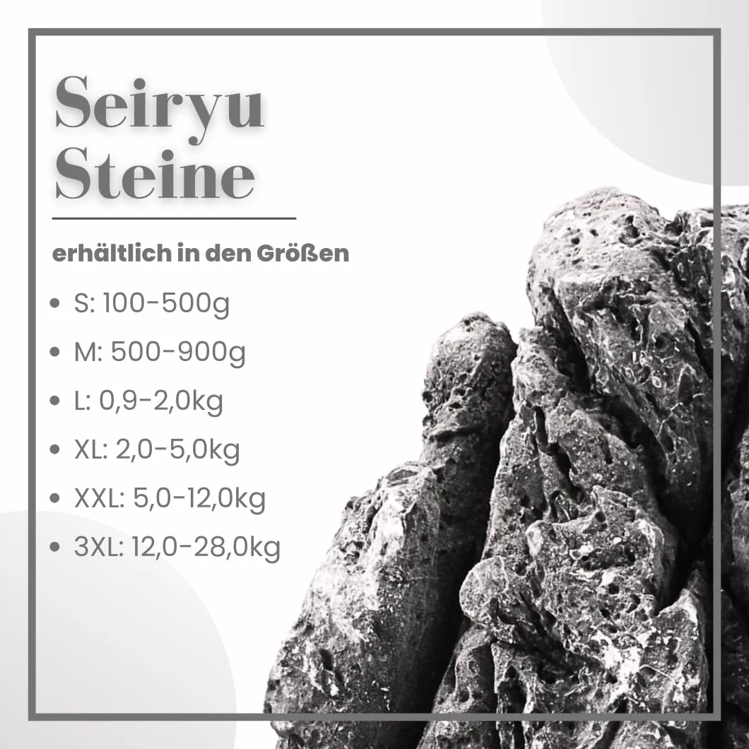 AquaOne Pierres d'aquarium - Mini paysage - Pierres naturelles Seiryu - 1 pièce de 0,9 à 2,0 kg - Pierre d'aquascaping pour réservoir - Décoration de roche - Panneau arrière - Décoration - Gris