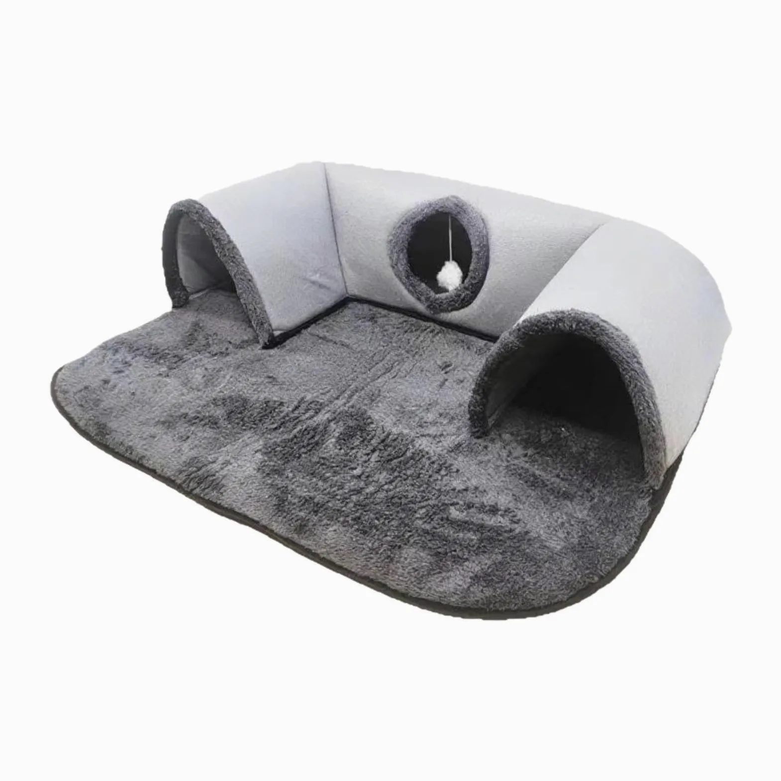 Tunnel pour Chat avec Niche, Lit Tunnel, Tapis Amovible, Cubes Pliables pour Chatons et Petits Animaux, Idéal pour La à L'intérieur Ou à L&, S