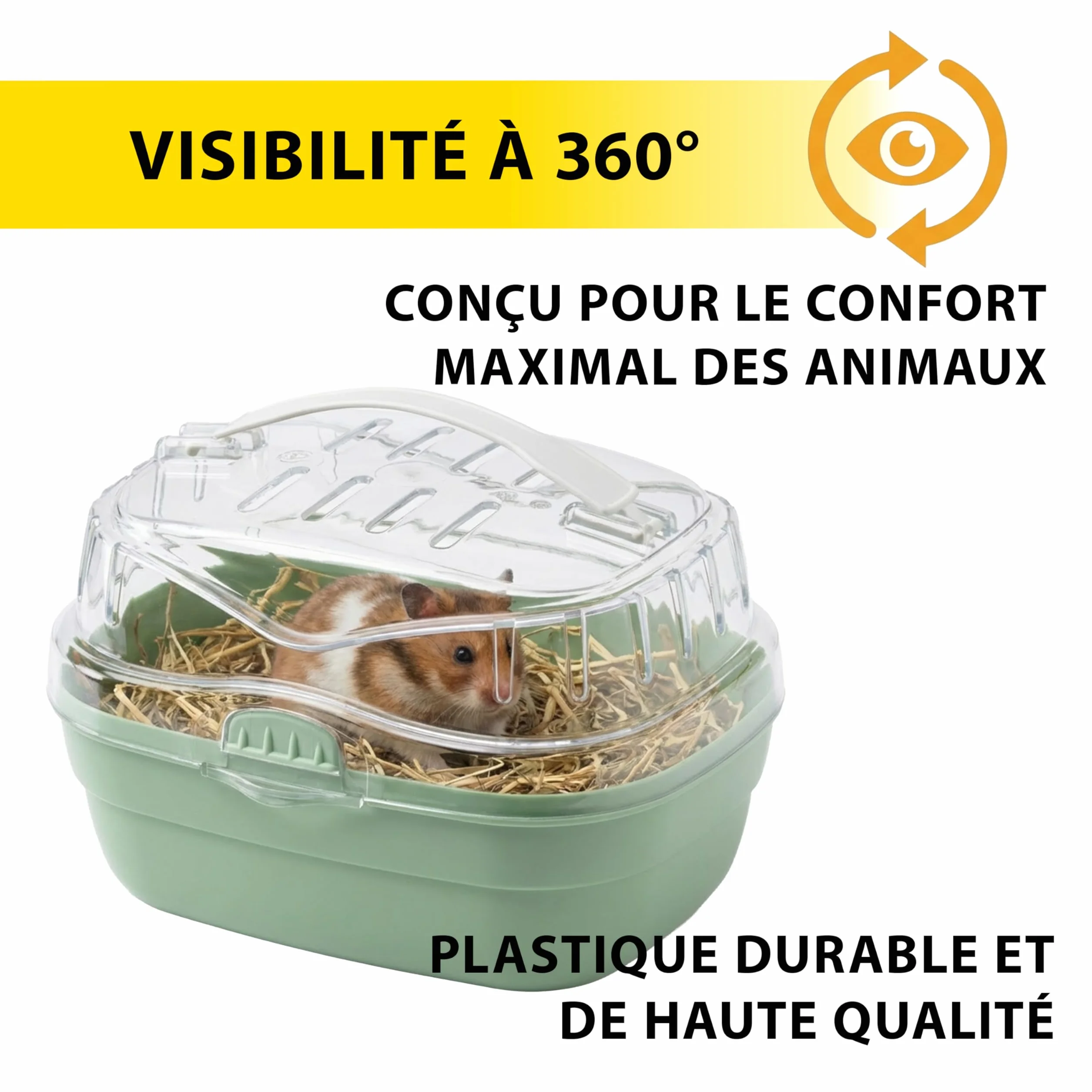 Ferplast ALADINO Petite Cage de Transport pour Hamsters et Petits Rongeurs, 20 x 16 x h 13,5 cm, Vert