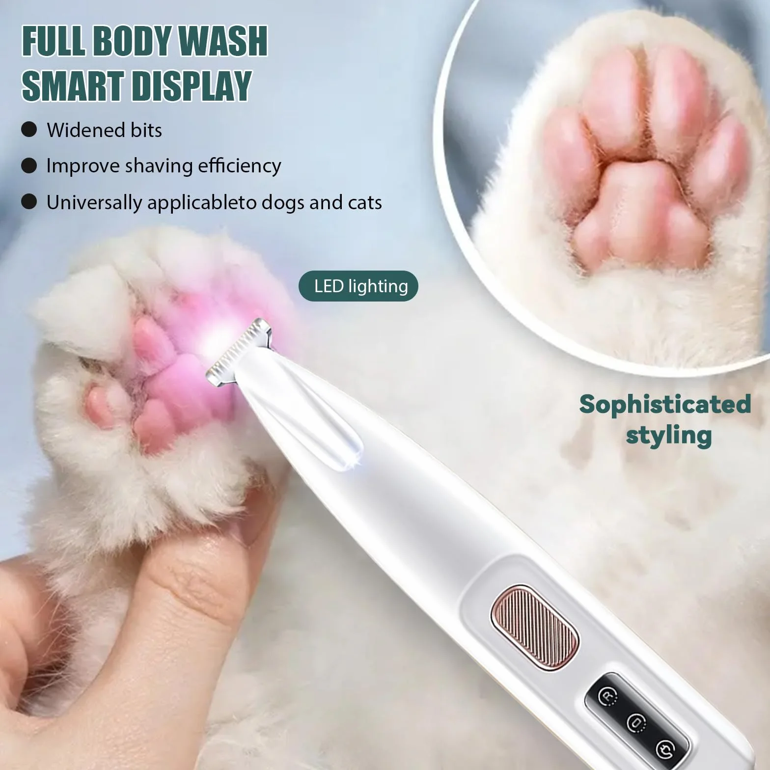 Tondeuse Chat Professionnelle Silencieuse IPX7 Sans Fil Rechargeable USB 3 en 1 pour Chat et Chien