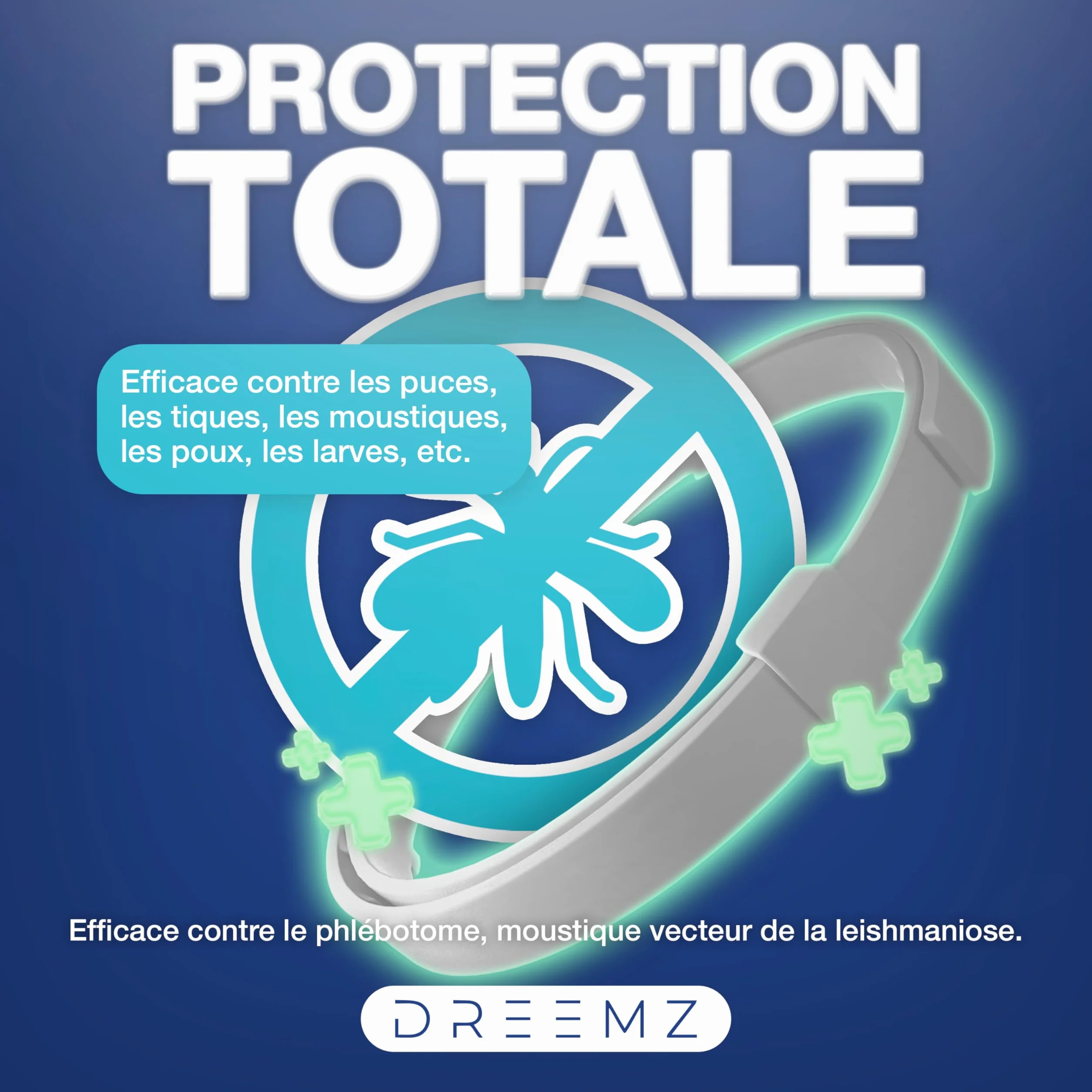 Collier Anti Puces pour Chien DREEMZ® 63cm Réglable 8 Mois Protection Imperméable Naturel