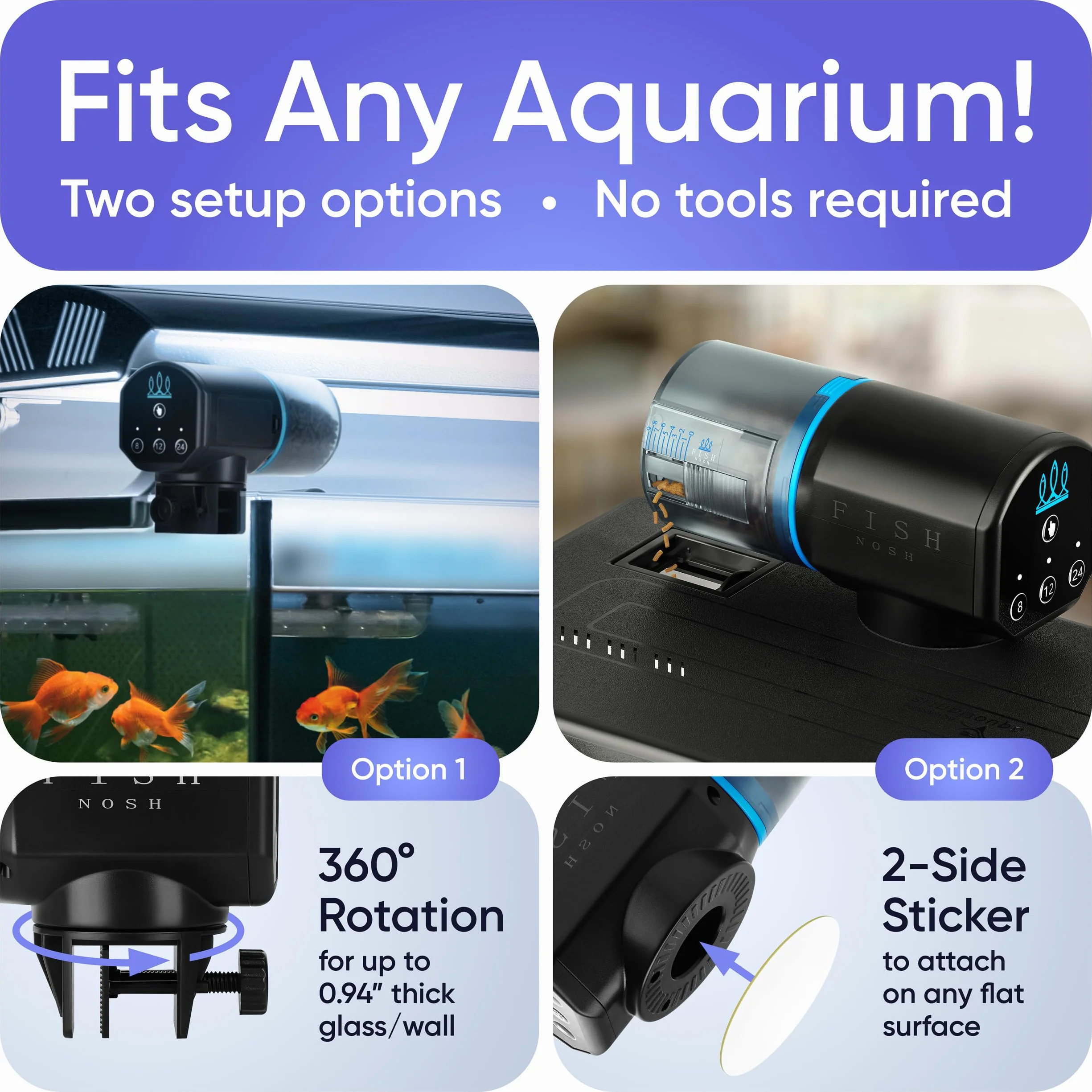 FISHNOSH Mangeoire automatique pour poissons ML - Distributeur automatique nourriture avec minuterie pour aquarium et étang