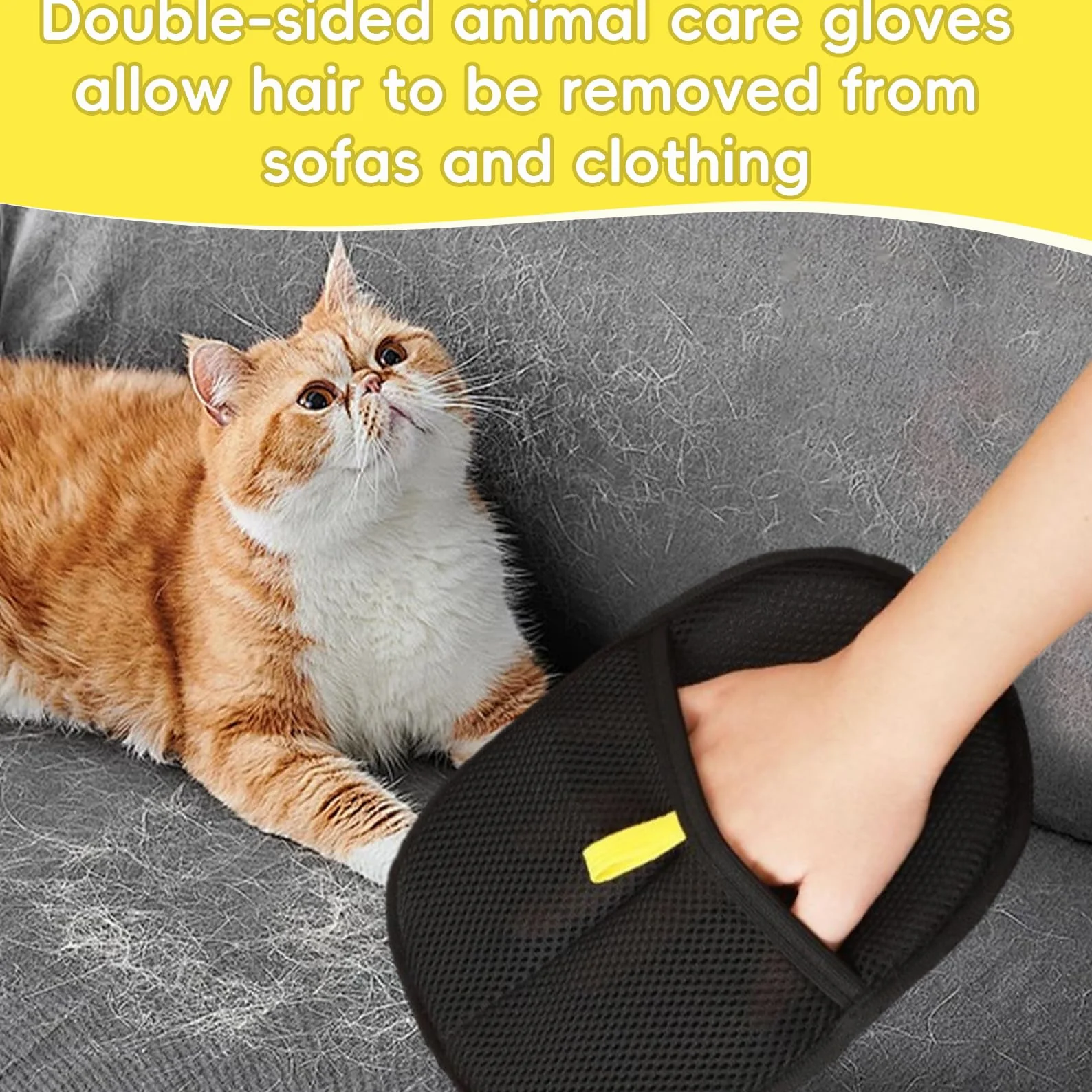 Gant Anti Poils Animaux Brosse Poil Chat 2 Pièces Toilettage