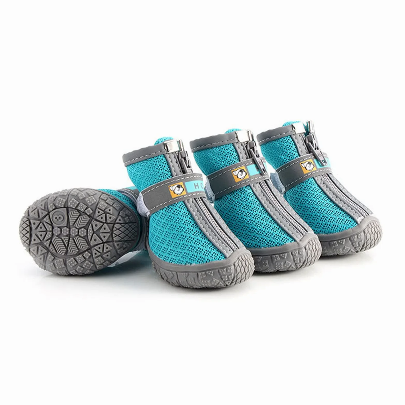 Chaussures pour Chiens de Compagnie Bottes à Semelles en PVC Portables de Montagne avec Semelles en Caoutchouc Antidérapantes Sangles Réfléchissantes pour Marcher et Courir,Green,1(3.5cm3kg)