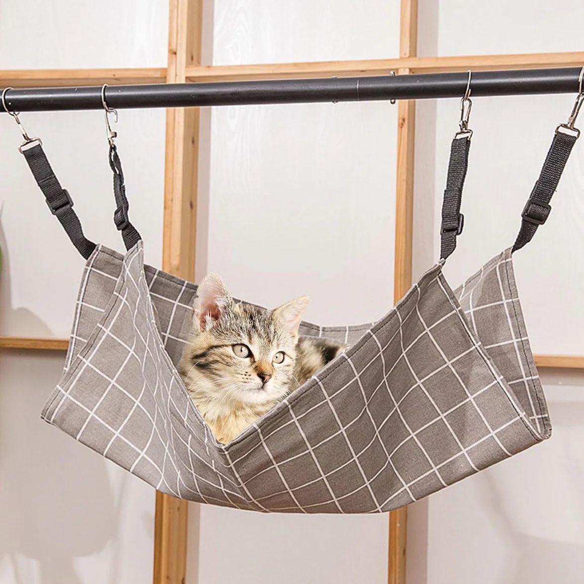 Hamac pour chat, cage pour animaux de compagnie, bretelles réglables, convient aux animaux pesant jusqu'à 9 kg (57 x 47 cm)