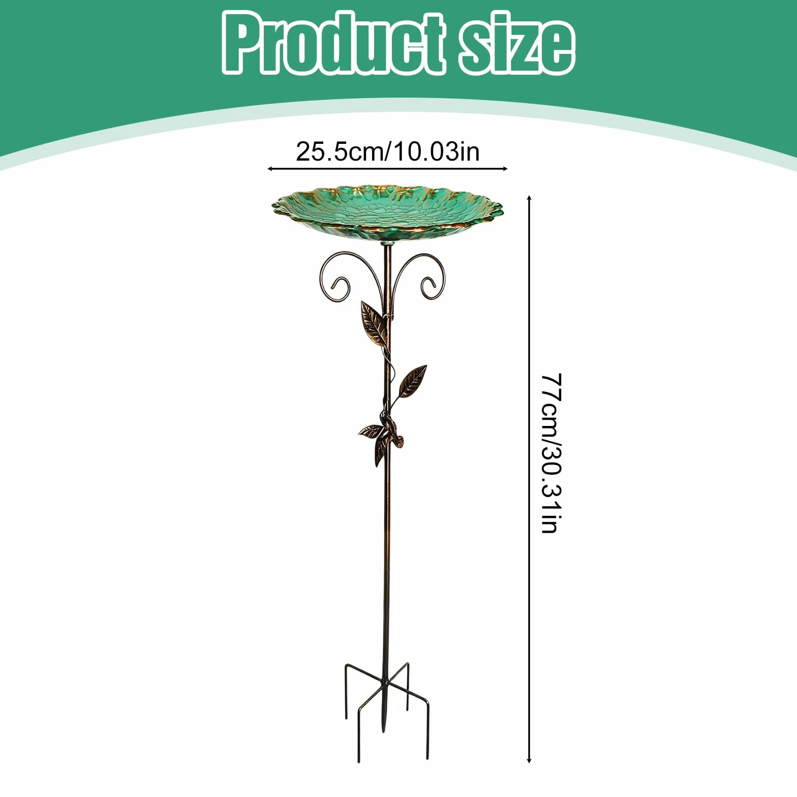 Bain d'oiseaux pour Extérieur 25,5CM avec Base Stable à 4 Branches