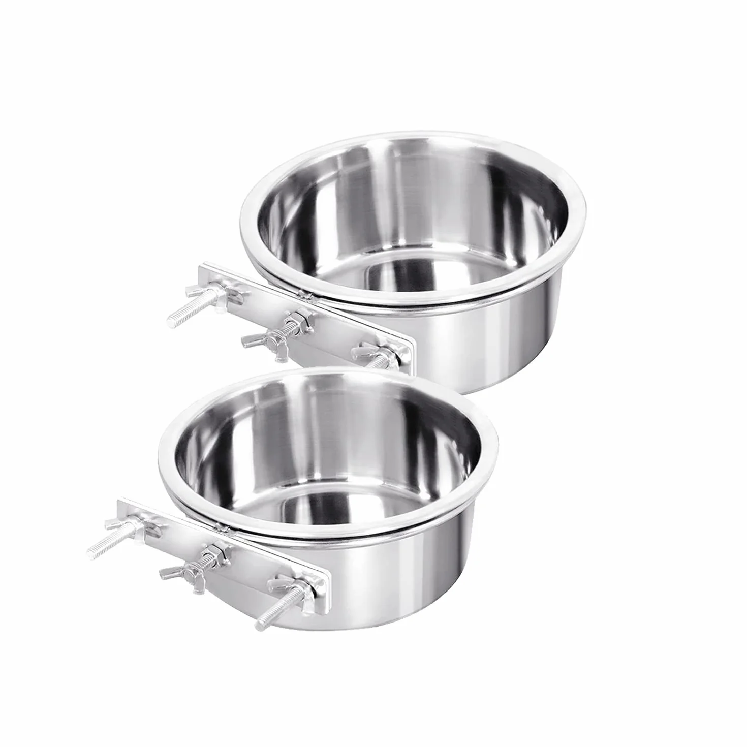 Gamelles à eau acier inoxydable pour cage chenil chien chat oiseau lot de 2 10-12 cm