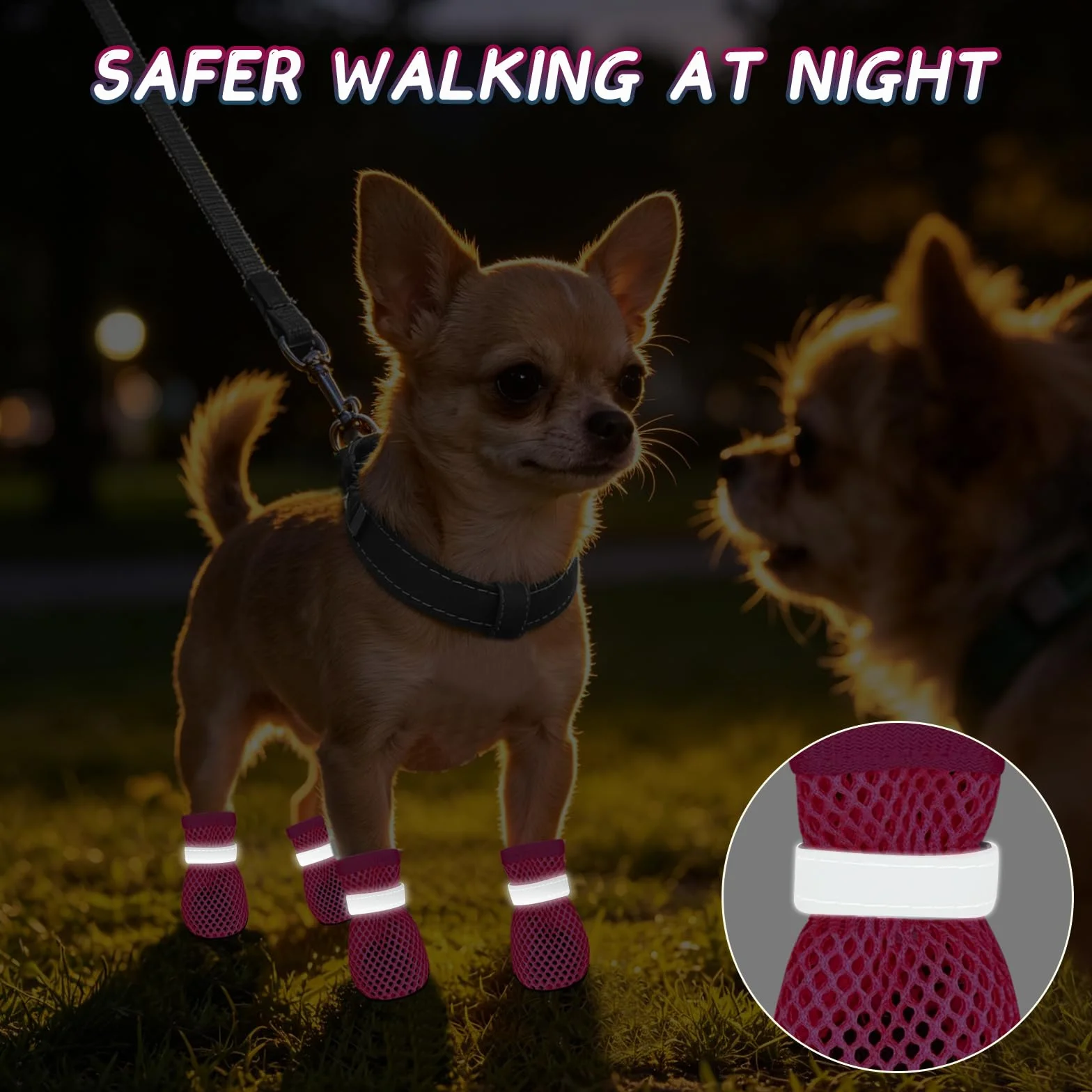 Chaussures d'Été pour Petits Chiens 4 Pièces en Maille Respirantes Antidérapantes Extérieur Protection Pattes Brûlures