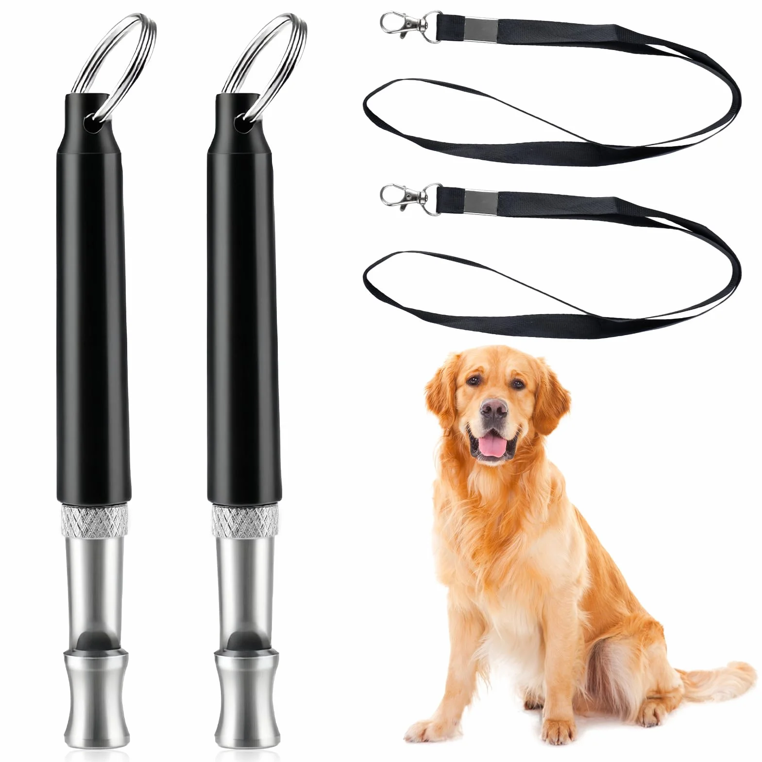Sifflet Ultrason pour Chien, Sifflet de Dressage Haute Fréquence Réglable avec Lanière, Anti Aboiement Portable
