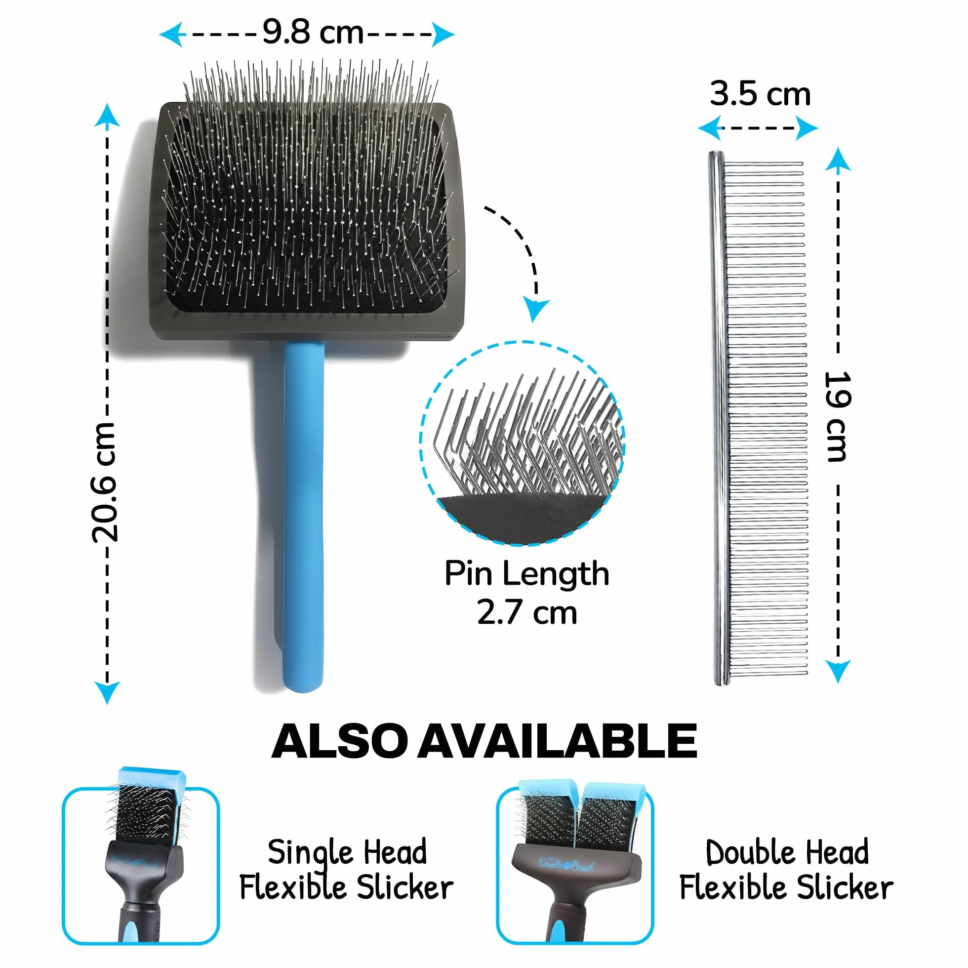 The Doodle Brush Brosse de Toilettage pour Chiens en Acier Inoxydable Peigne Métallique Démêle et Élimine Nœuds