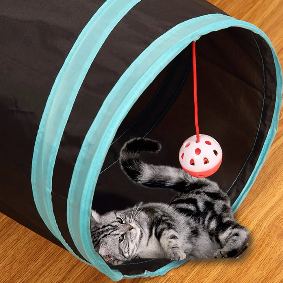 Tunnel pour Chat 5 Voies, Tube de Tunnel Pliant pour Animaux de Compagnie avec Sac de Rangement pour Chats, Chiots, Lapins, cobaye, Utilisation intérieure et extérieure