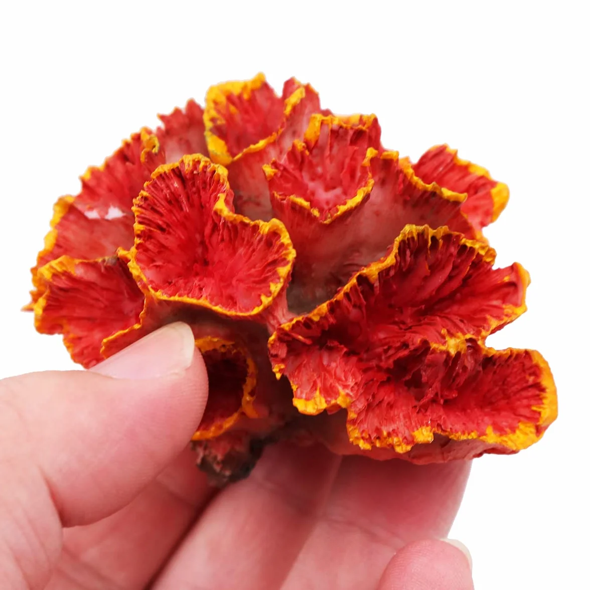 Décoration d'Aquarium Corail Artificiel Non Toxique 8x6x5cm Orange