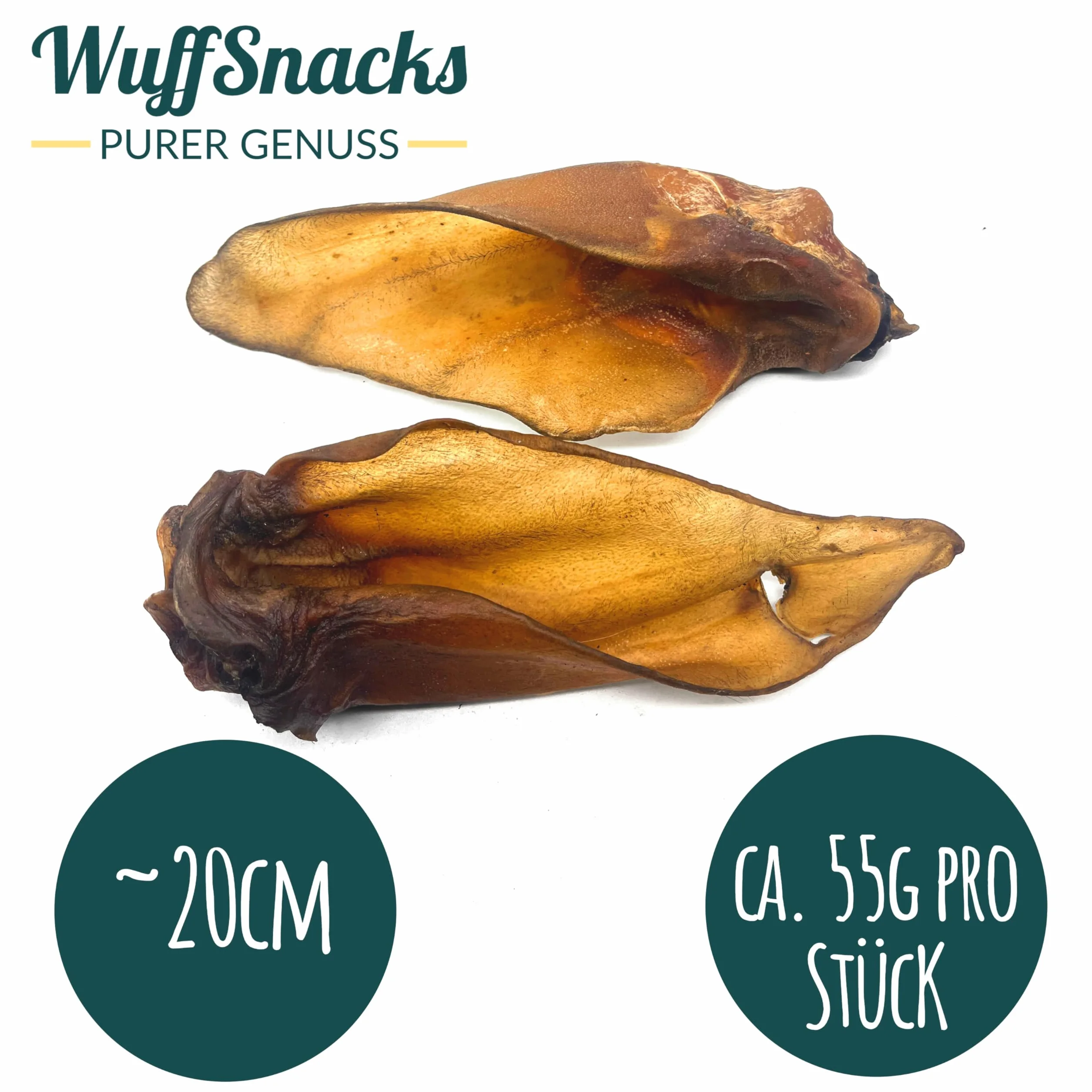 Wuffsnacks oreilles de bœuf avec coquillage pour chiens naturelles 50 pièces