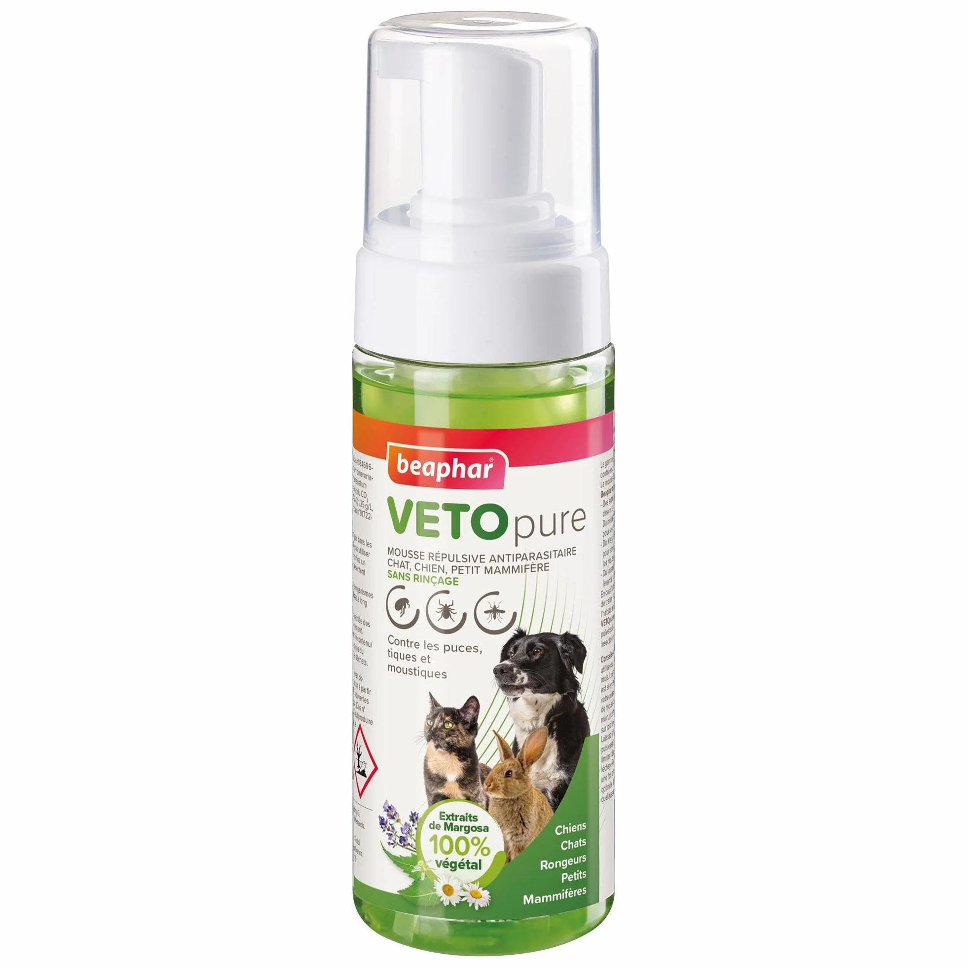 BEAPHAR VETOPURE Mousse répulsive antiparasitaire Chat Chien 150 ML