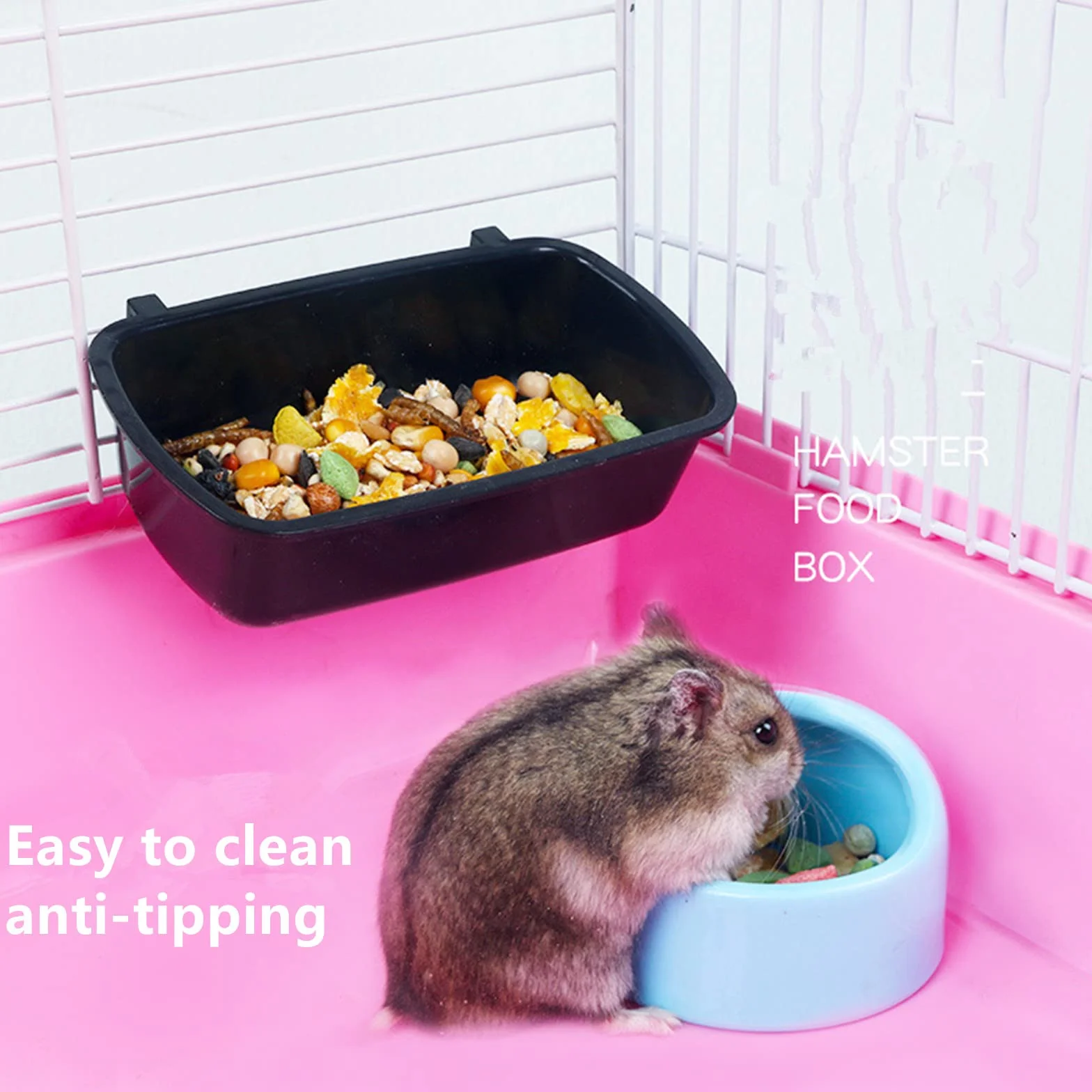 Gamelle pour Hamster Bols Anti-Morsure 2 Pièces Bleu et Rose