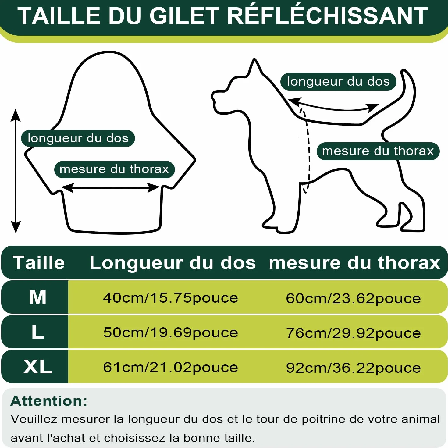 Voarge Gilet de Sécurité Réfléchissant pour Chien Haute Visibilité Veste Jaune L