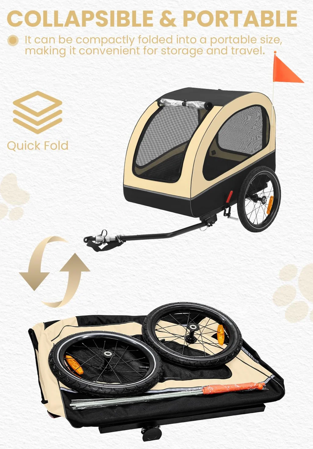 Remorque Velo Chien Transport pour Petits et Moyens Chiens Moins de 40 kg
