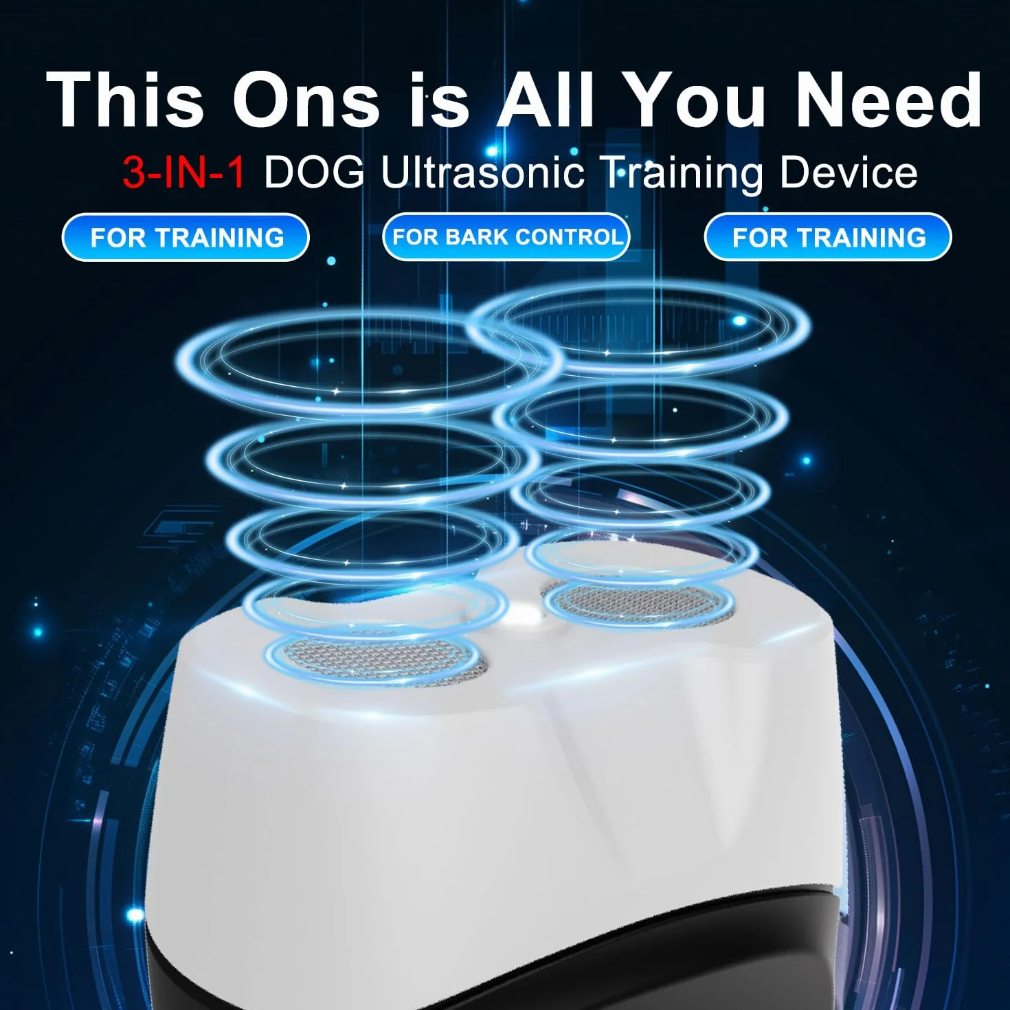 Dispositif Anti-aboiement Ultrasons 3 Niveaux pour Chien, Contrôle Aboiements Extérieur