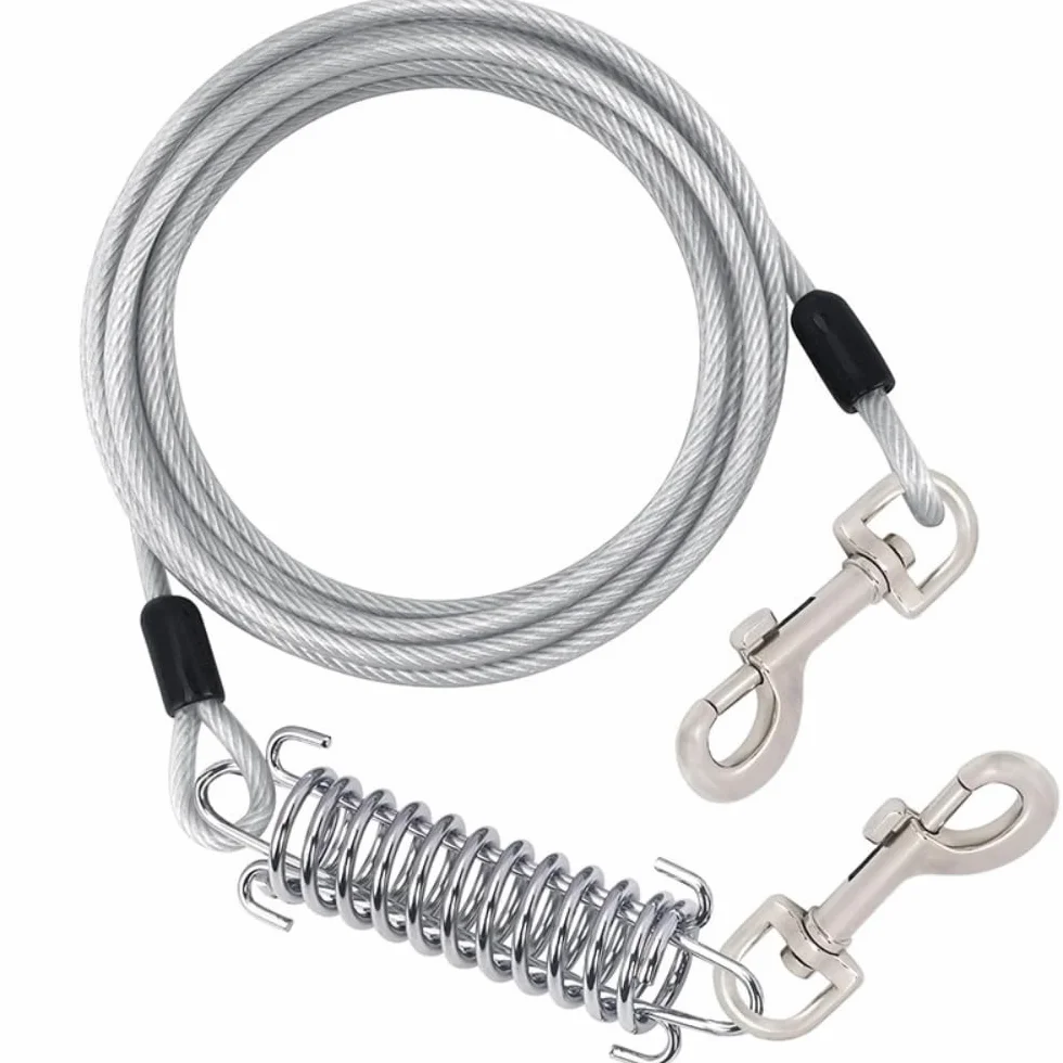 Câble d'attache pour chien 5 m diamètre chaîne robuste absorption des chocs camping plein air jusqu'à 150 kg