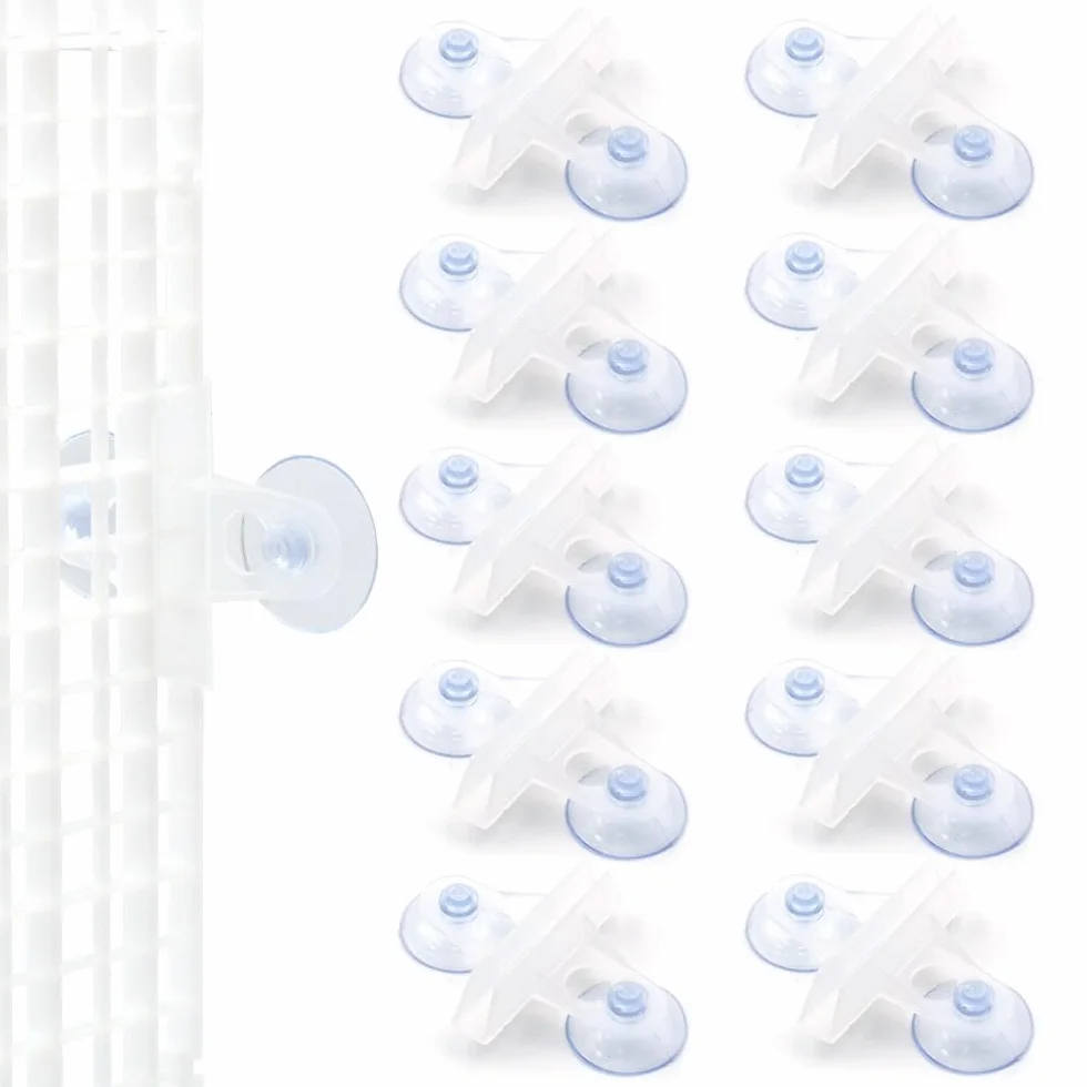 LINLAN Clips à Ventouse de Séparation pour Aquarium, Fixation en Verre, Supports d'Isolation pour Panneaux en Plastique Blanc
