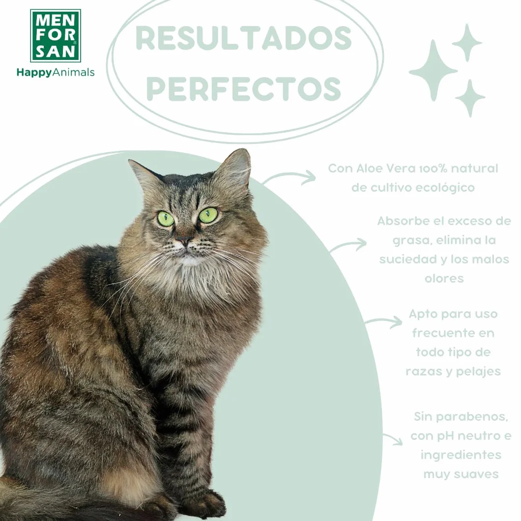 MENFORSAN Shampooing Mousse à l'Aloe Vera pour Chats 200ml, Nettoie sans Eau