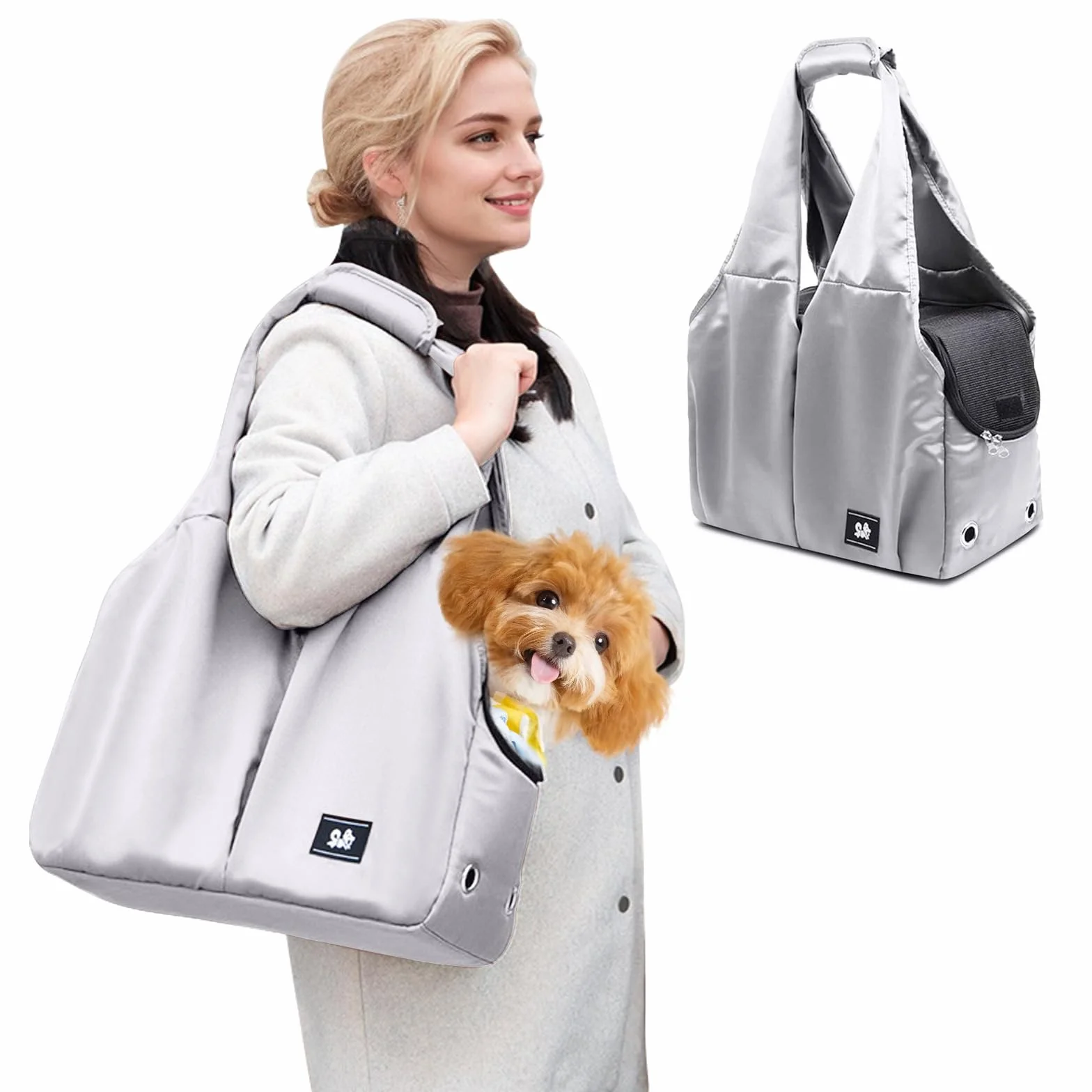 PETCUTE Sac Transport Chat Chien Respirant avec Tapis Solide et Sangle Sécurité