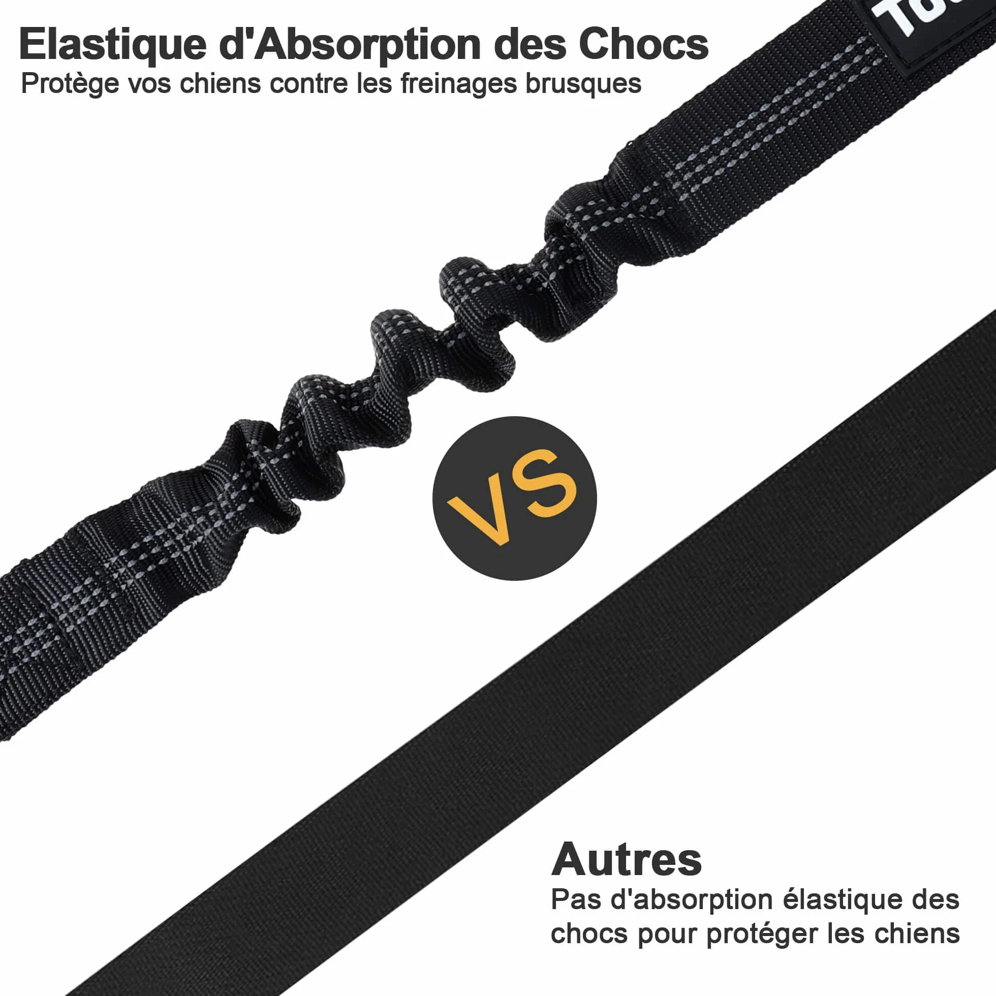 Toozey Sangle de sécurité pour Chien avec système d'absorption des Chocs et Mousqueton Solide réglable pour Chien et Chat