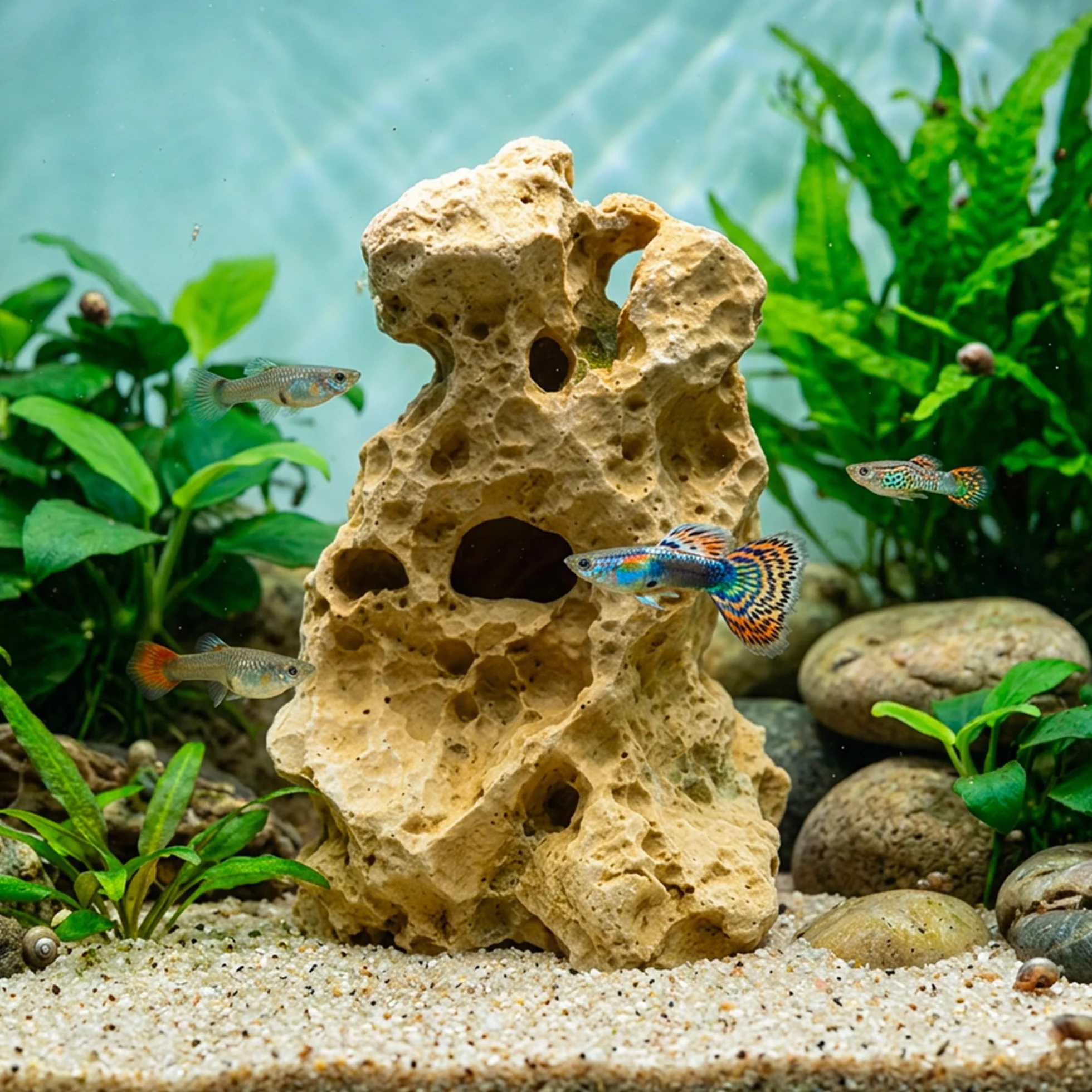 Amtra Roccia Gallura Dekoracja Akwarium Żywica Sztuczna Skała Beżowa 13,5 x 11,5 x 19,5 cm
